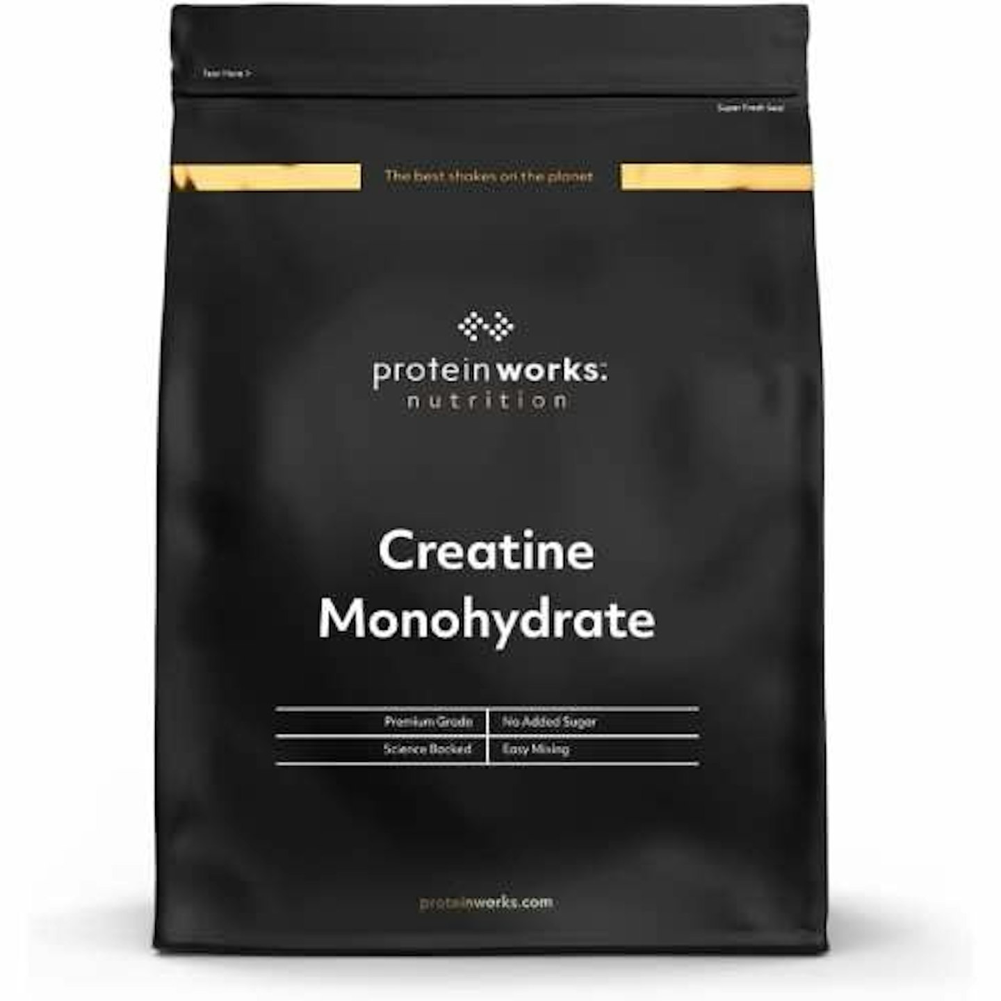 Protein works creatine powder pack in black