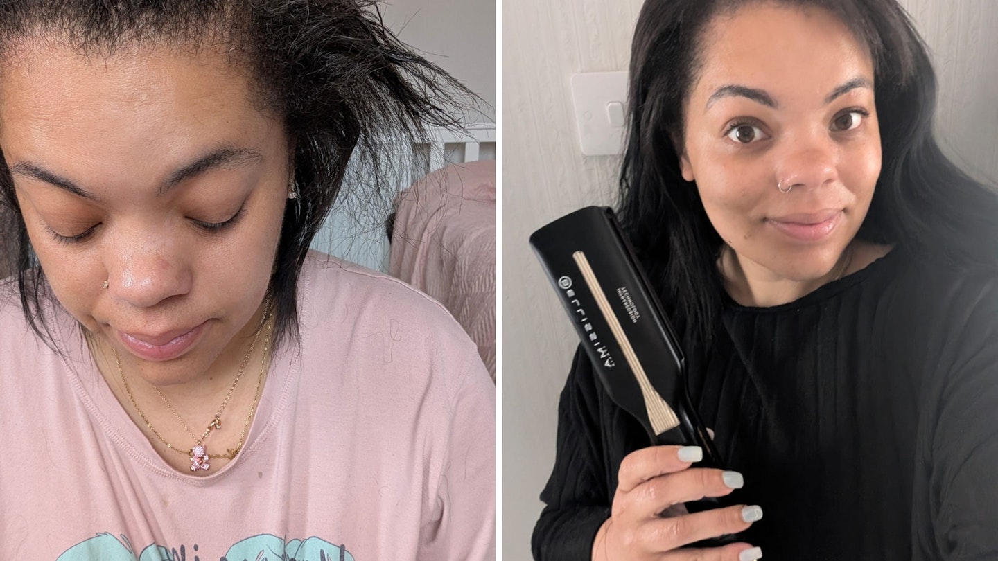 Senior Digital Writer, Hannah Carroll testing the Bellissima Absolute Straighteners which she says is perfect for afro-hair.