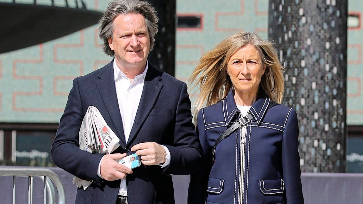 Fiona Phillips and her husband Martin Frizell outside ITV Studios