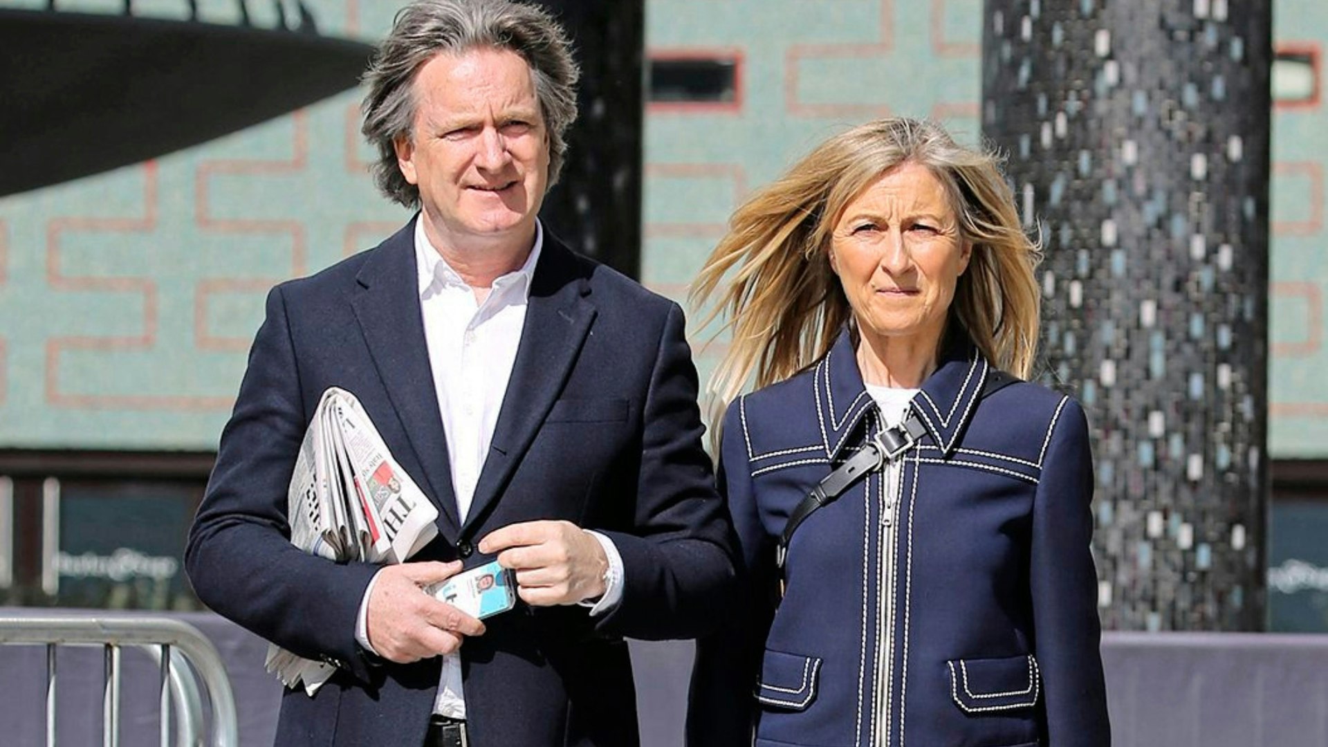 Fiona Phillips and her husband Martin Frizell outside ITV Studios