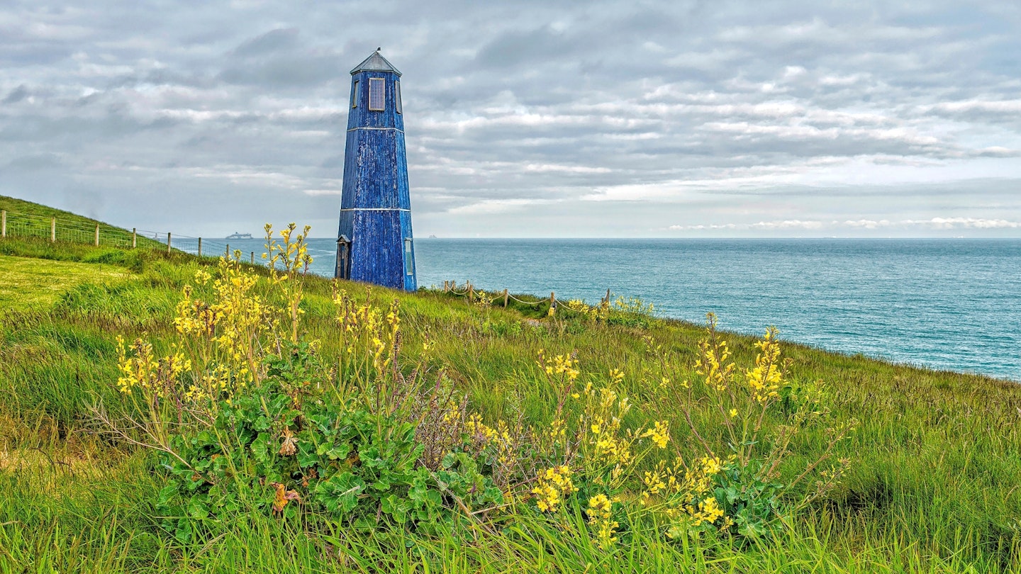 Samphire Hoe Tower by Jony Easterby and Pippa Taylor Sustrans Marker Point Dover Kent
