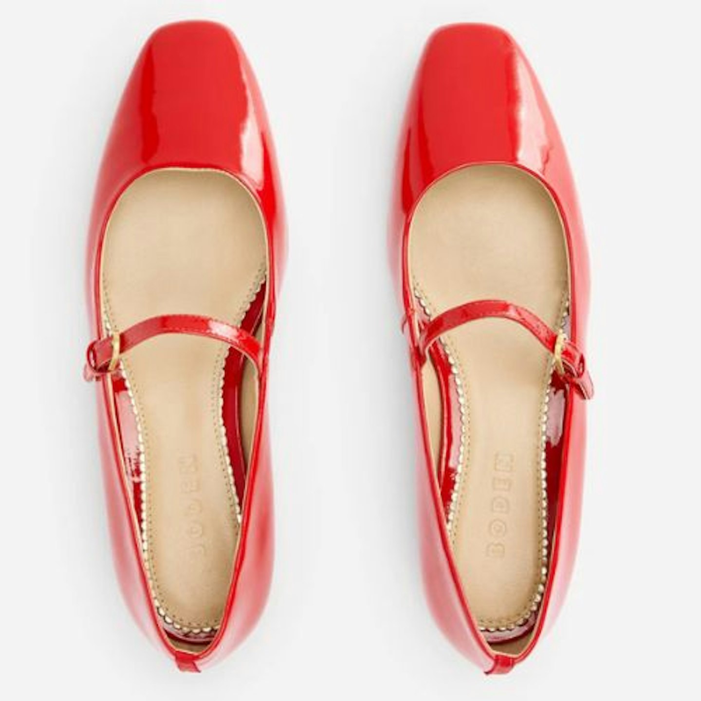 Boden Penelope Mary Jane Flat shoes in Post Box Red Patent