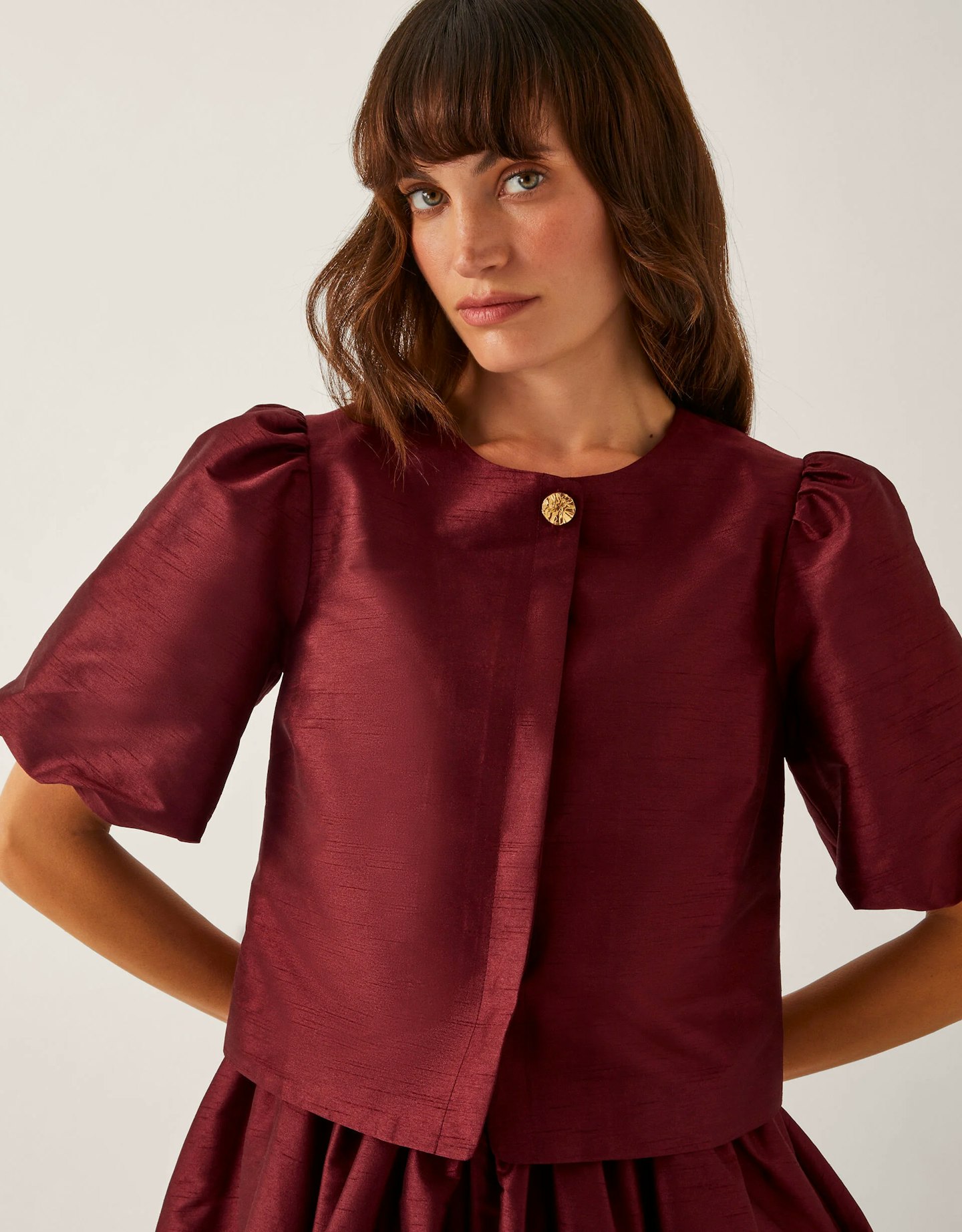 Image of the Monsoon Mya Puff-Sleeve Jacket