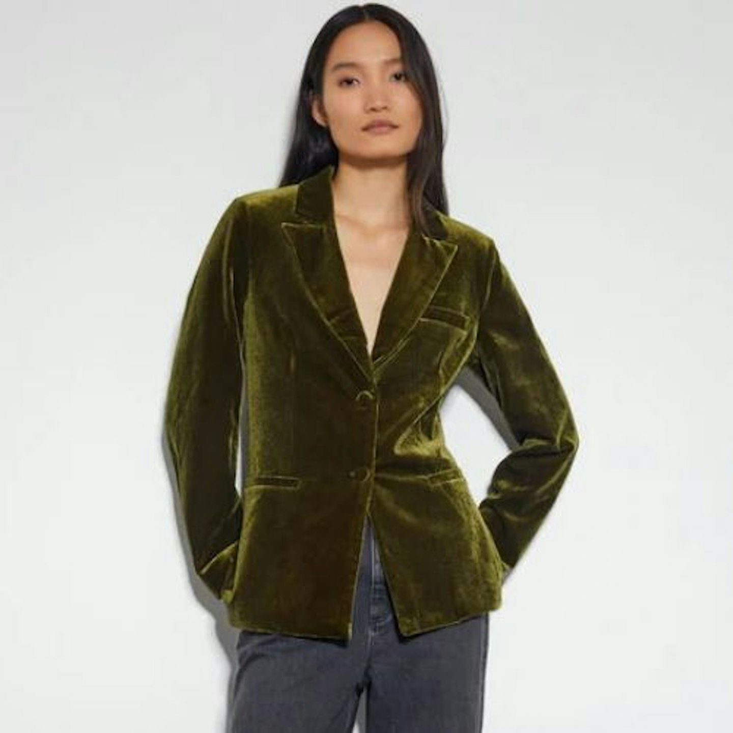 Monsoon Vicky Velvet Jacket Green