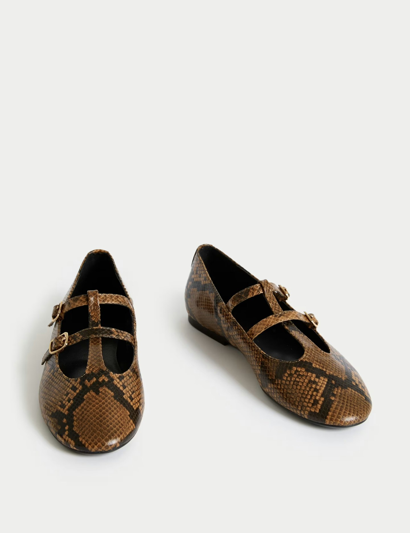 Image of the Snake Print Strappy Mary Jane Ballet Pumps