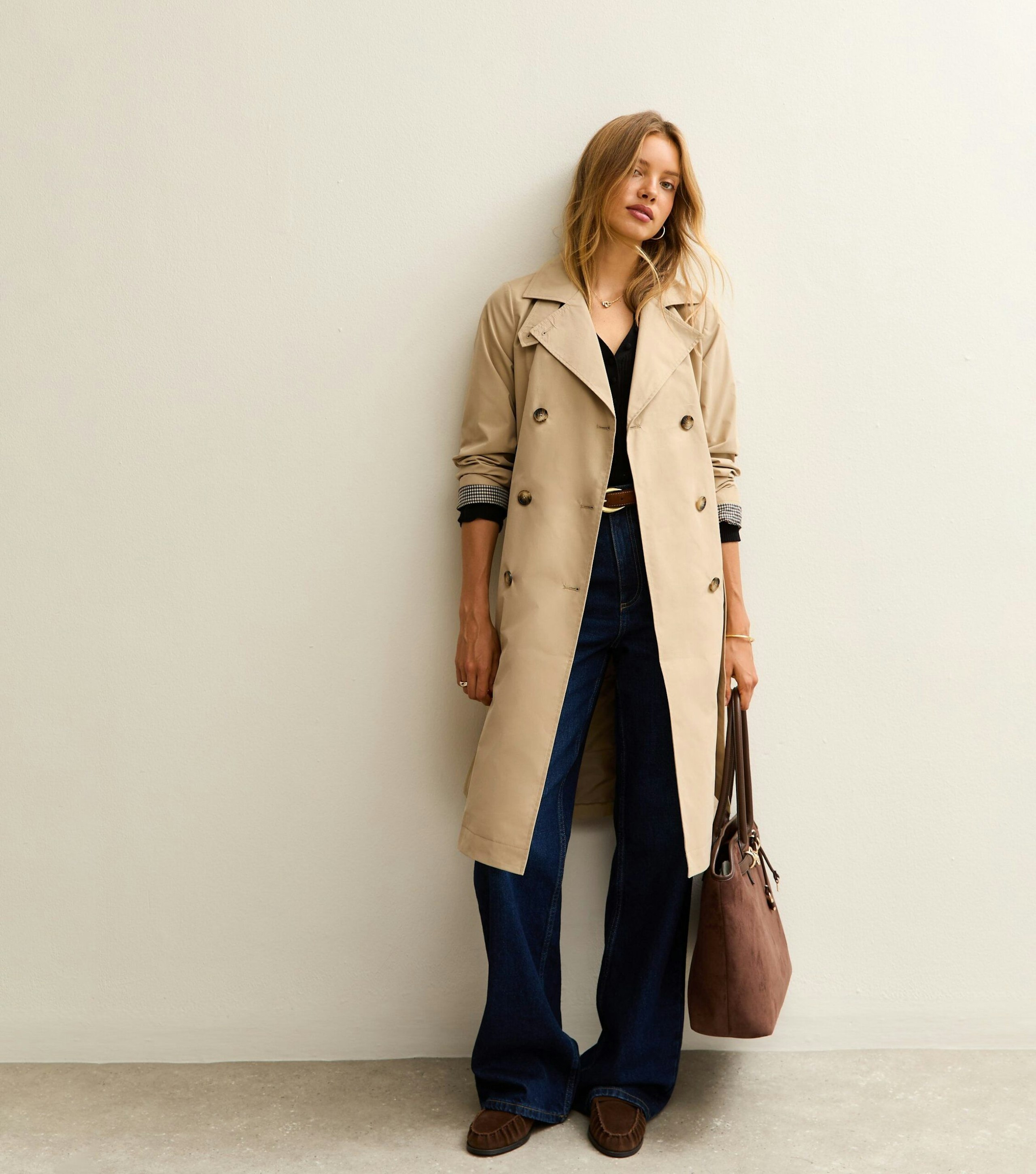 Image of the New Look Stone Double Breasted Trench Coat