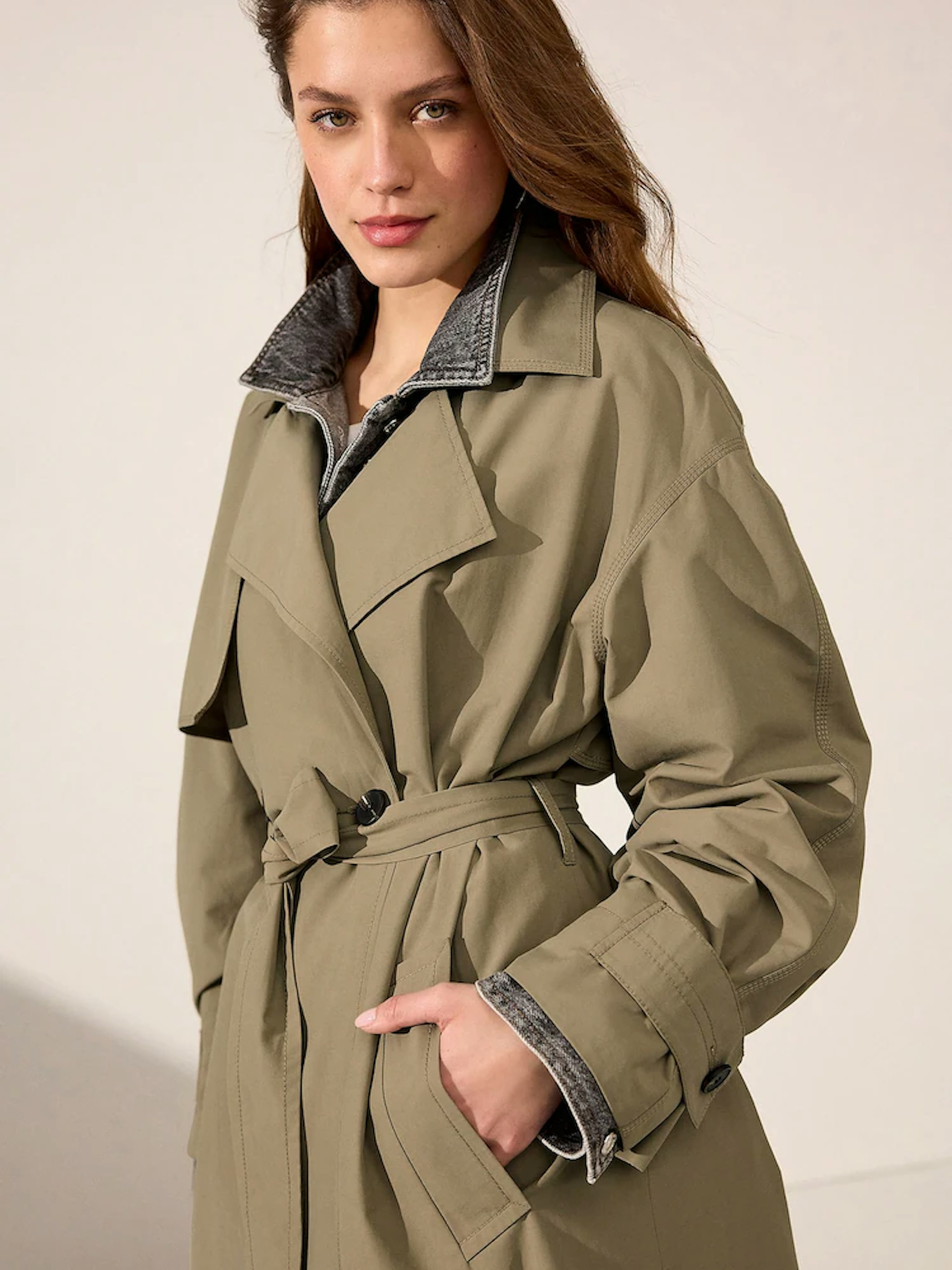Model wearing the Next Shower Resistant Trench Coat
