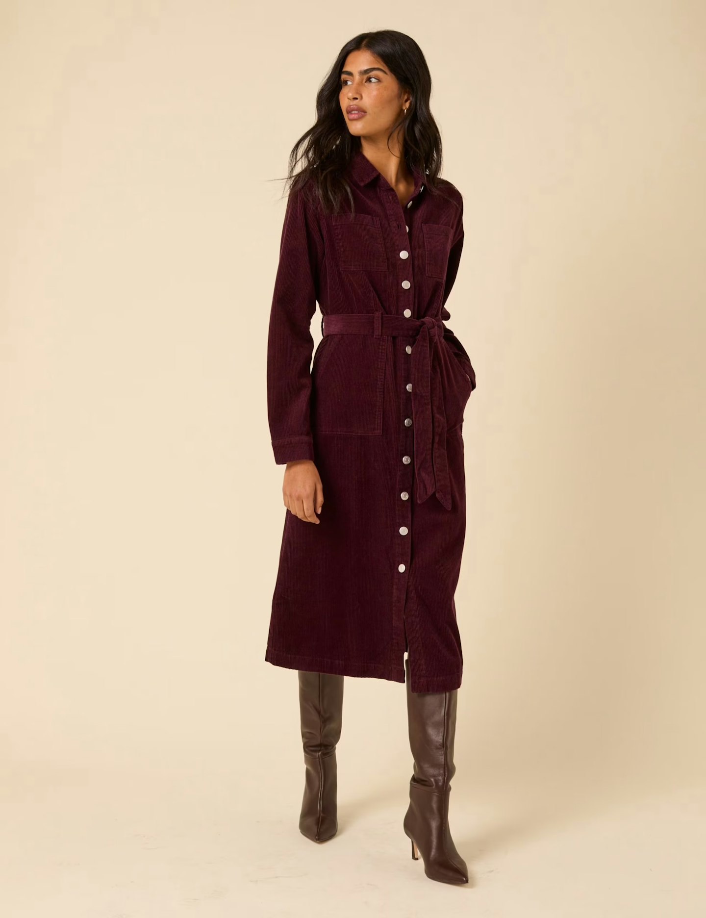 Image of the Nobody's Child Pure Cotton Cord Midi Shirt Dress