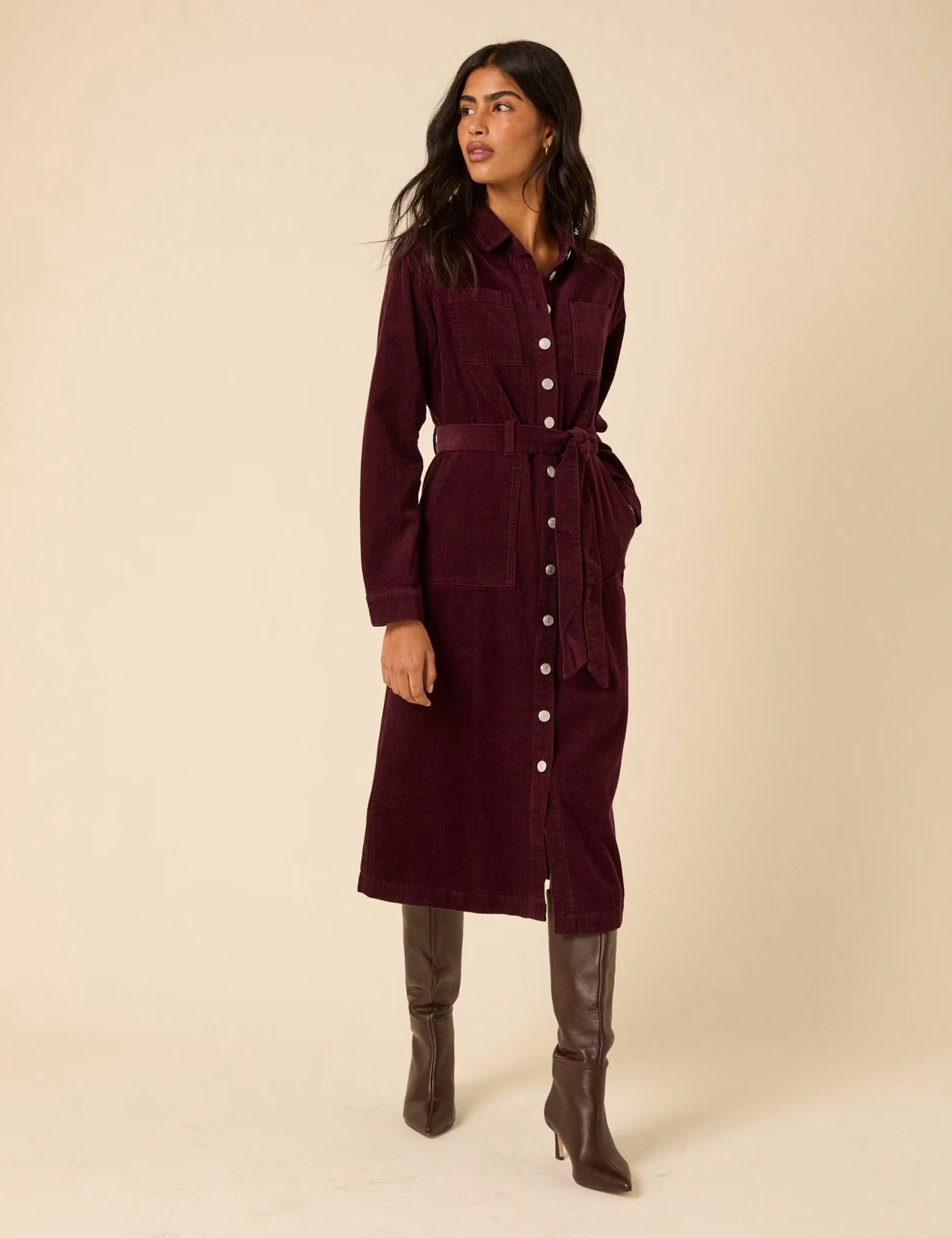 Image of the Nobody's Child Pure Cotton Cord Midi Shirt Dress