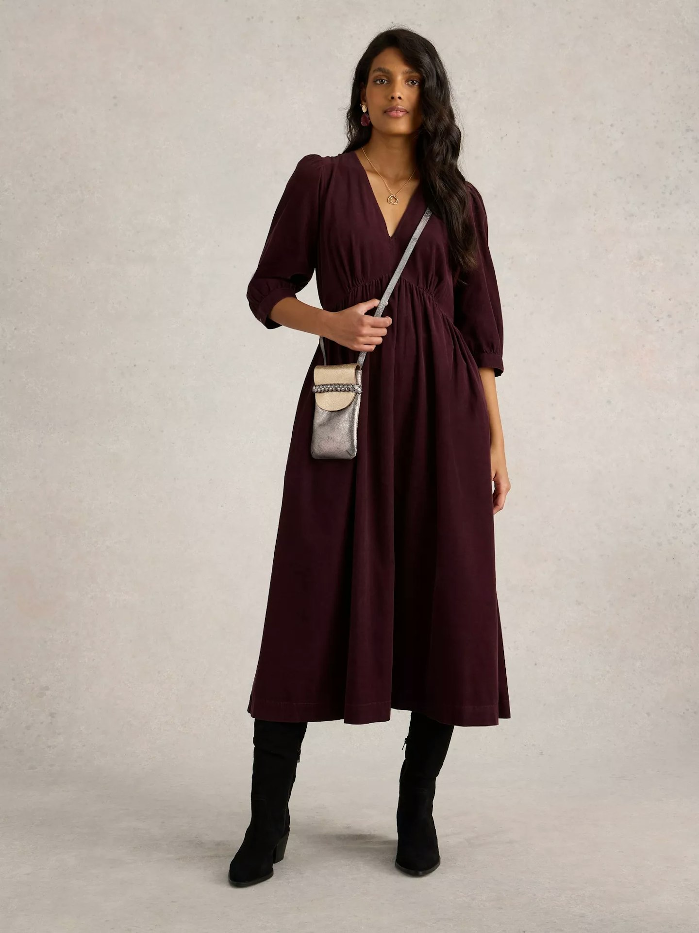 Image of the White Stuff Lucy V-Neck Cord Midi Dress