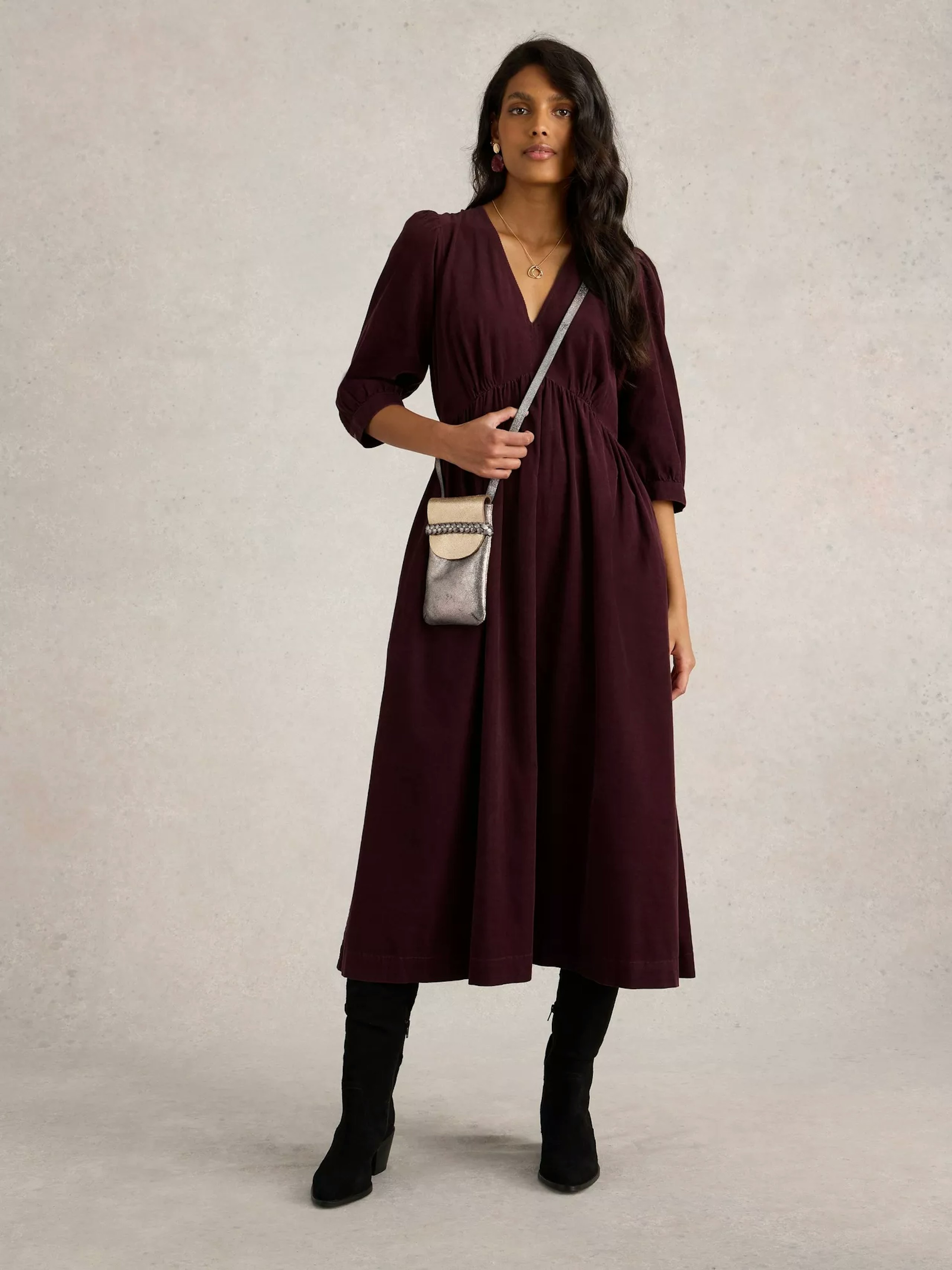 Image of the White Stuff Lucy V-Neck Cord Midi Dress