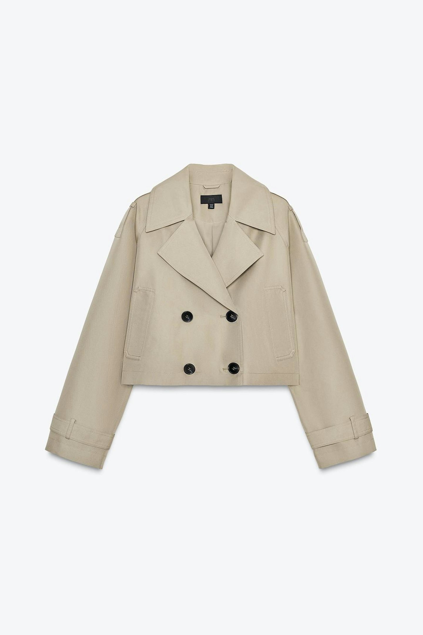 Image of the Zara Double-Breasted Short Trench Coat