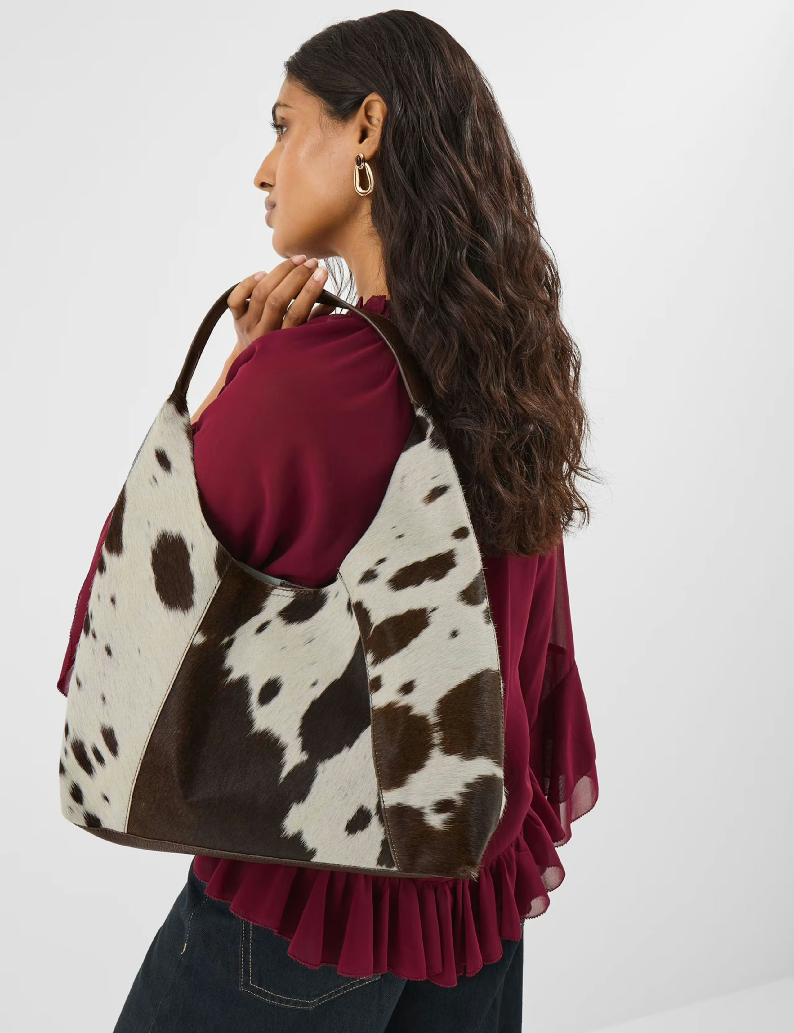 Image of the Accessorize Animal Cow Print Leather Shoulder Bag
