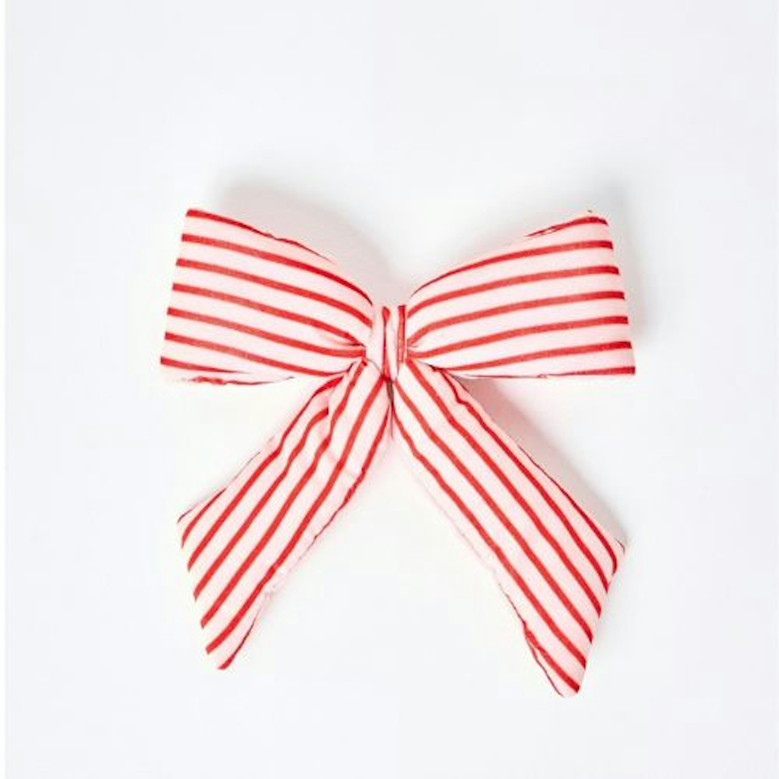 Oliver Bonas Striped Red Velvet Bow Christmas Tree Topper