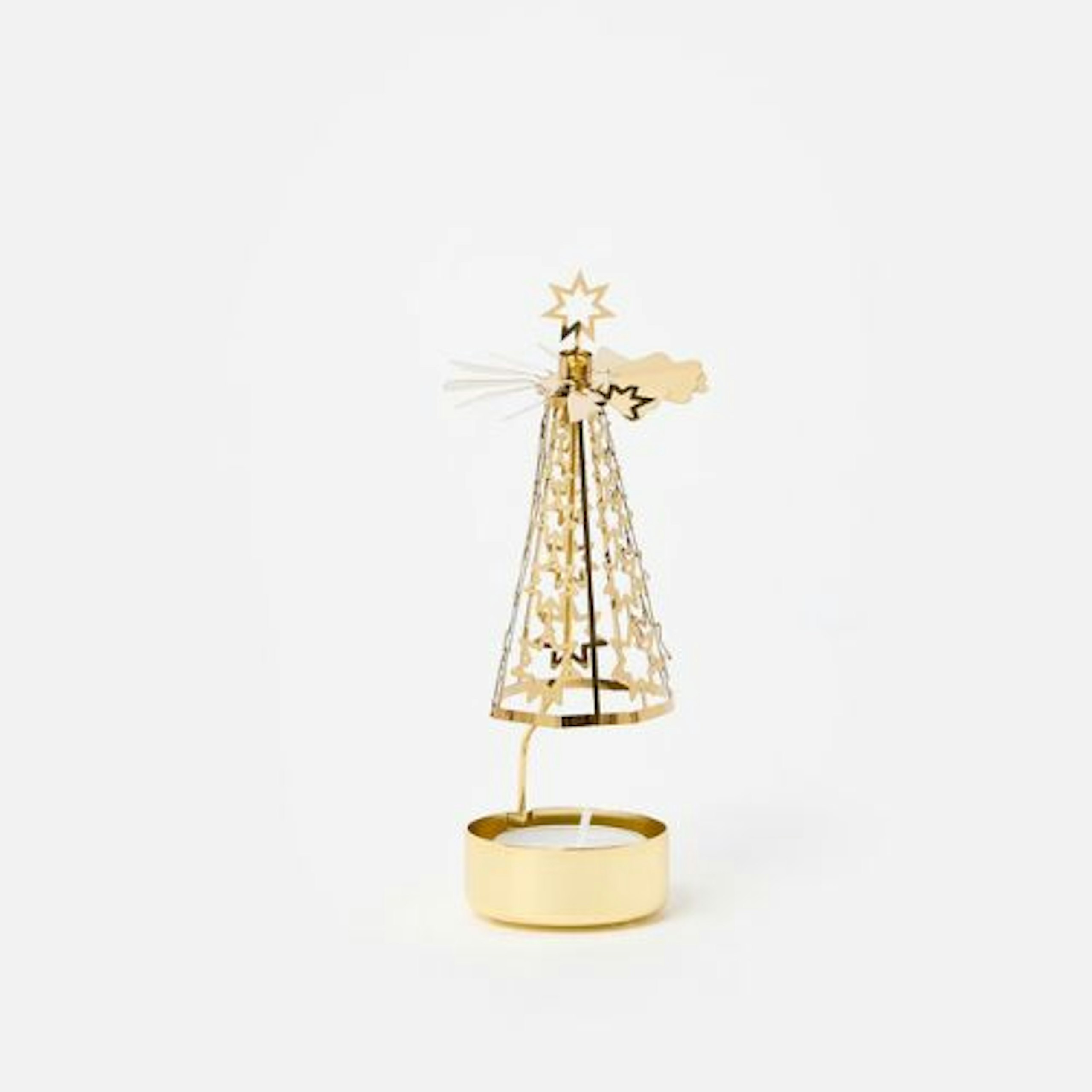 Oliver Bonas Christmas Tree Gold Tealight Spinner