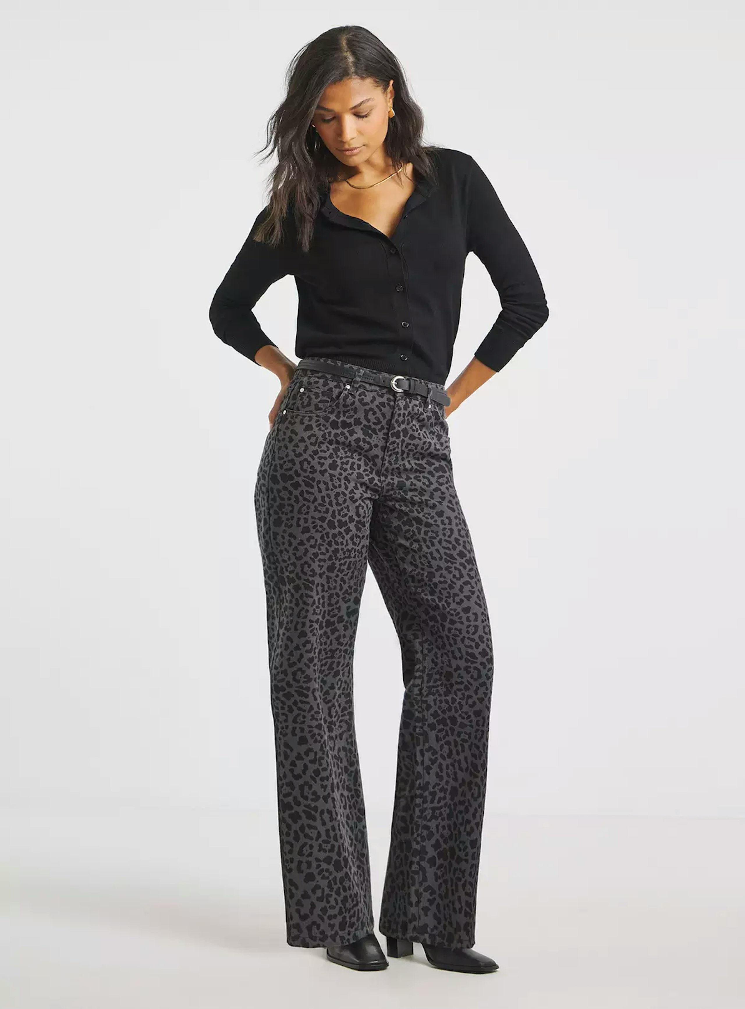 Image of the SIMPLY BE Leopard Wide Leg Jeans