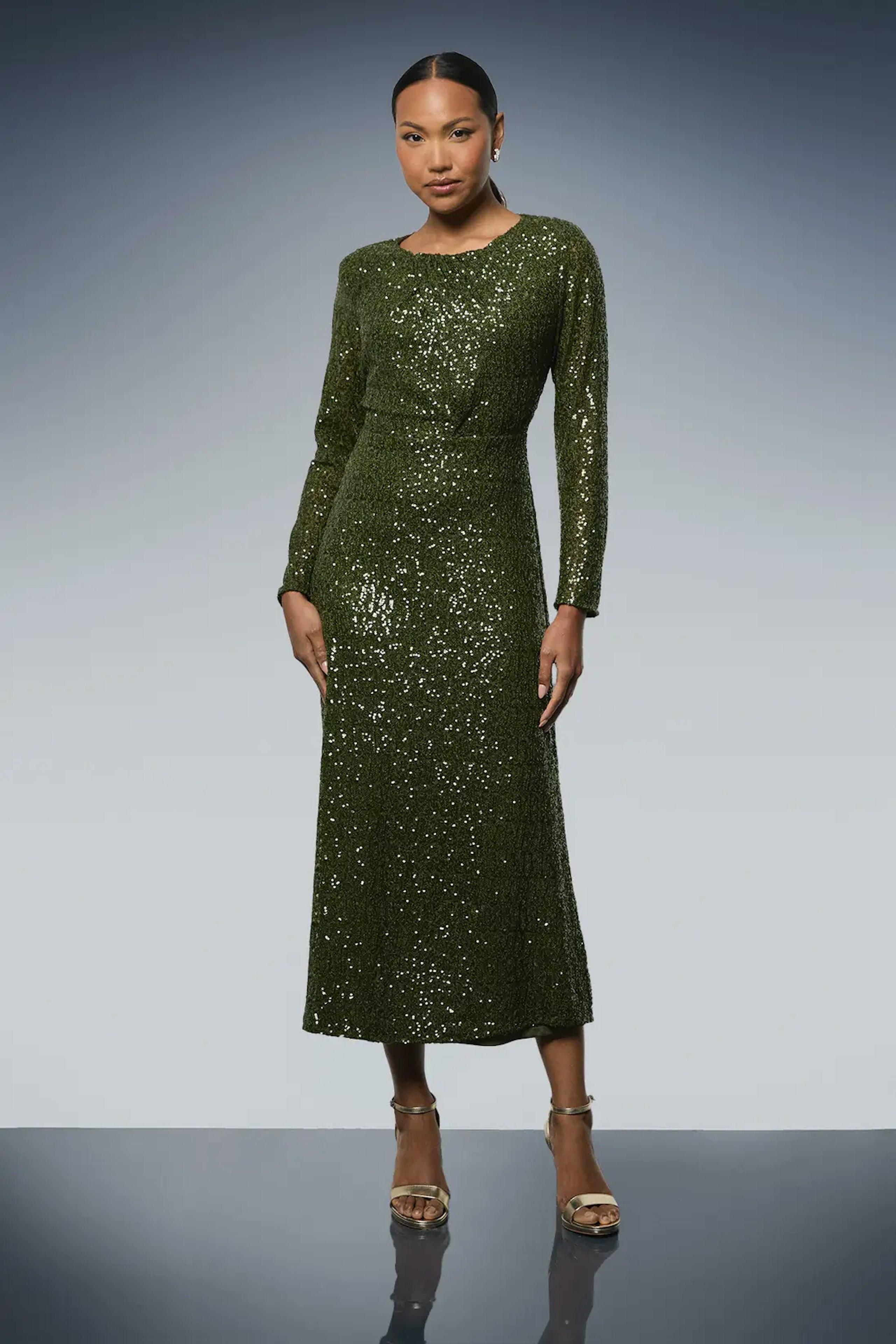 Image of the Principles Sequin Gathered Bodice Midaxi Dress
