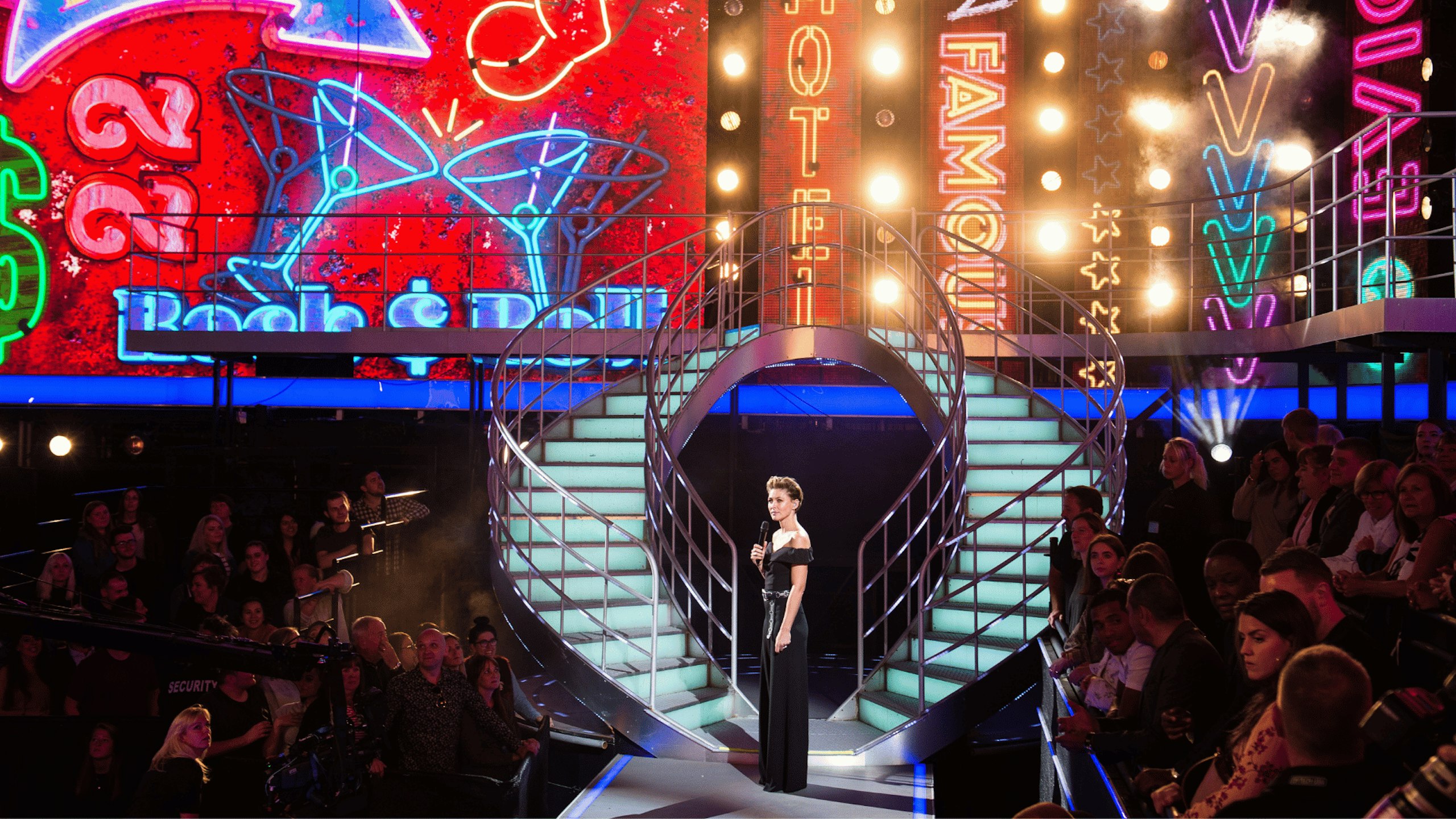 Emma in action hosting Celebrity Big Brother in 2018