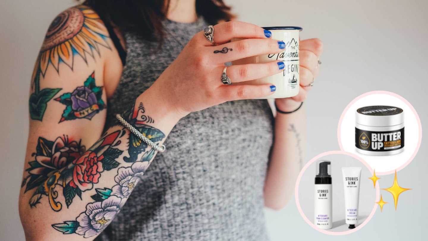 Woman with a tattoo sleeve and some of the best tattoo creams to treat new ink