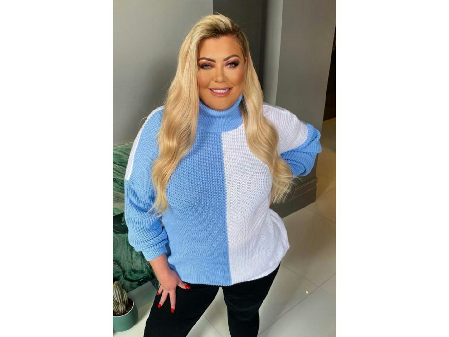 CURVE GEMMA COLLINS Vertical Colour Block Roll Neck Jumper
