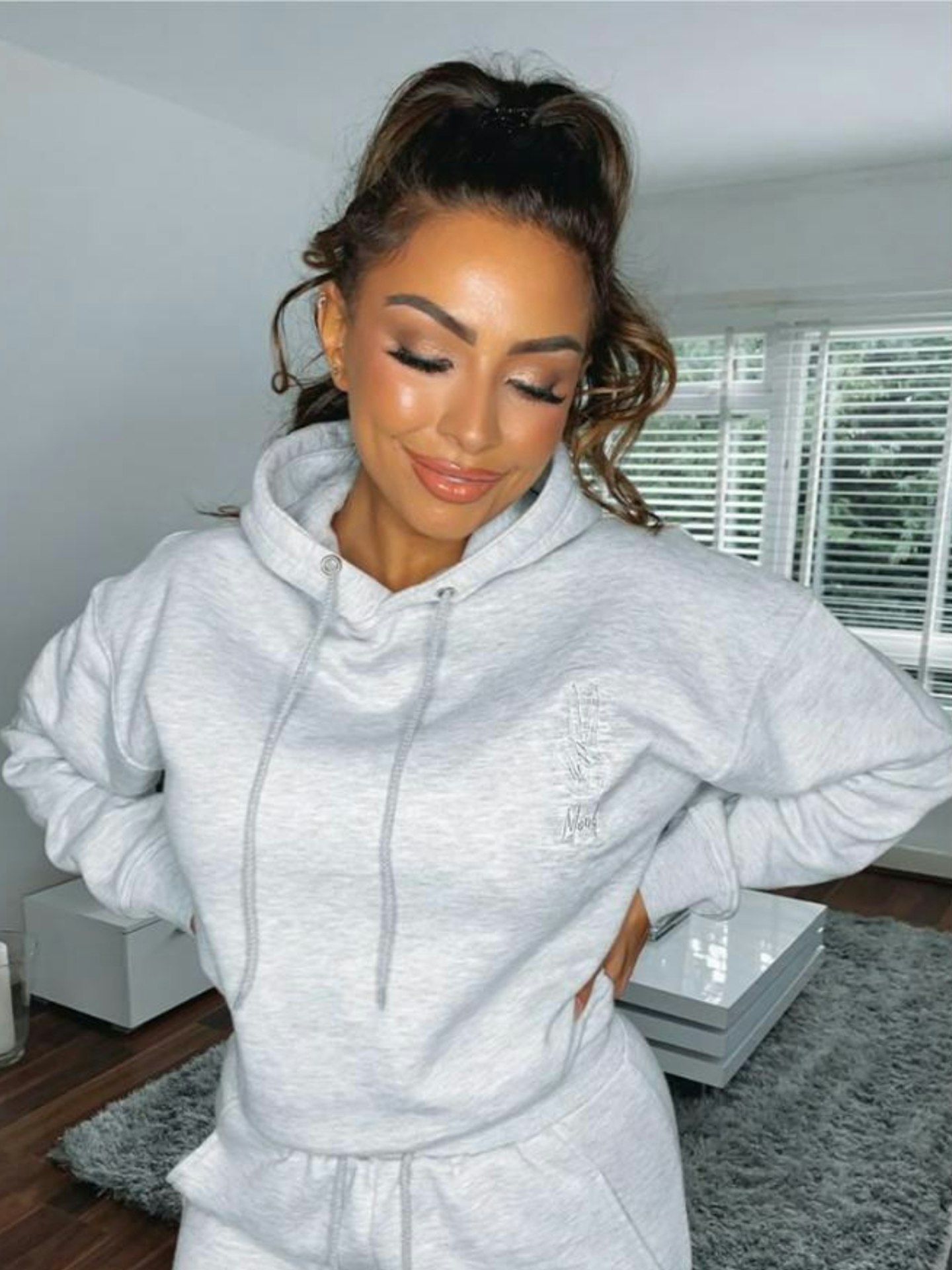 GEMMA COLLINS GREY 'MOOD' EMBROIDERED HOODIE