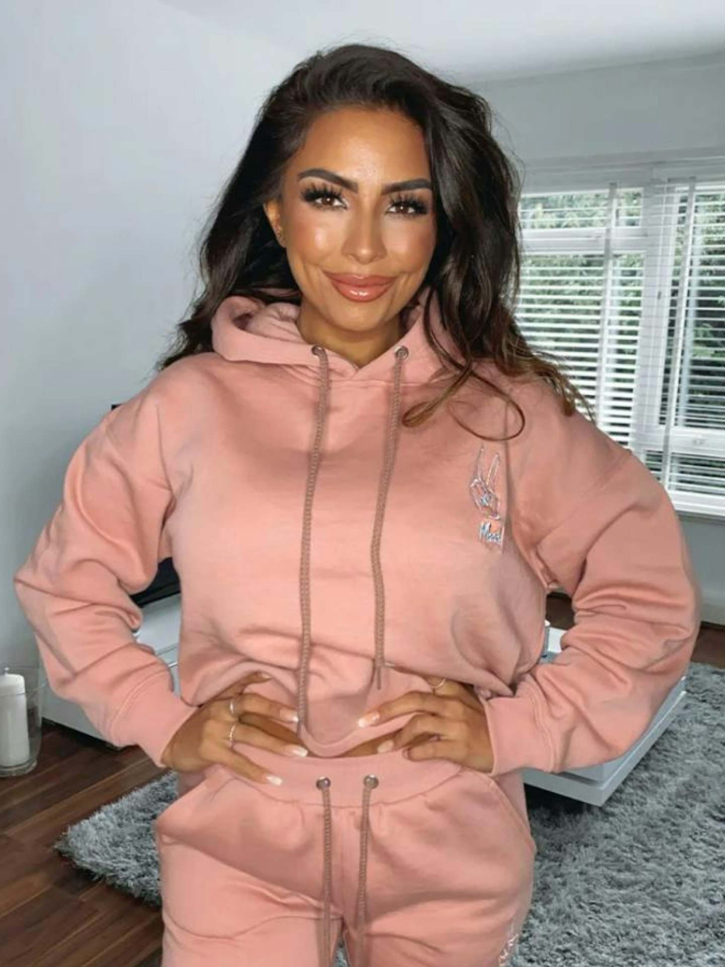 GEMMA COLLINS PINK 'MOOD' EMBROIDERED HOODIE