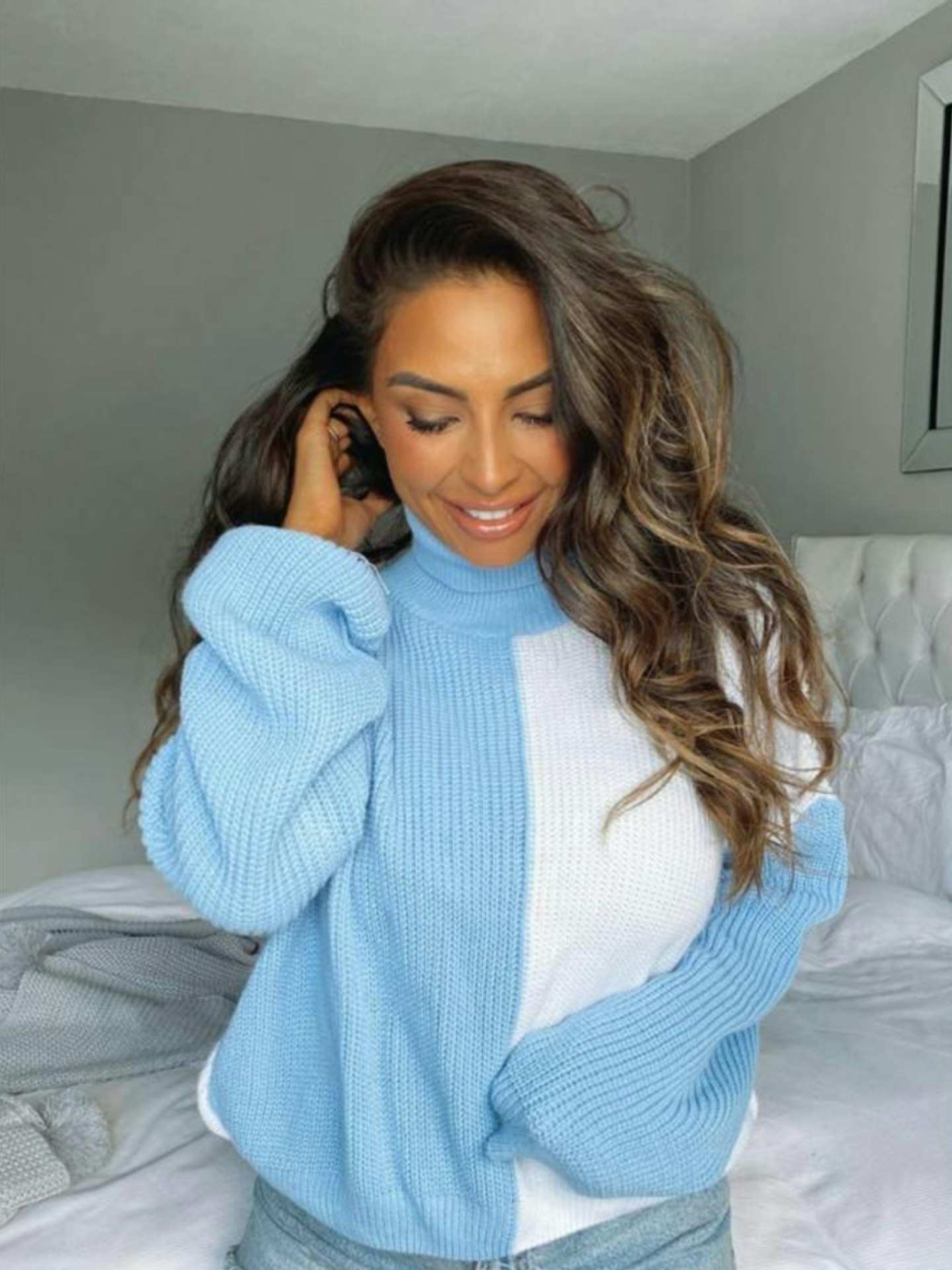 GEMMA COLLINS VERTICAL COLOUR BLOCK ROLL NECK JUMPER