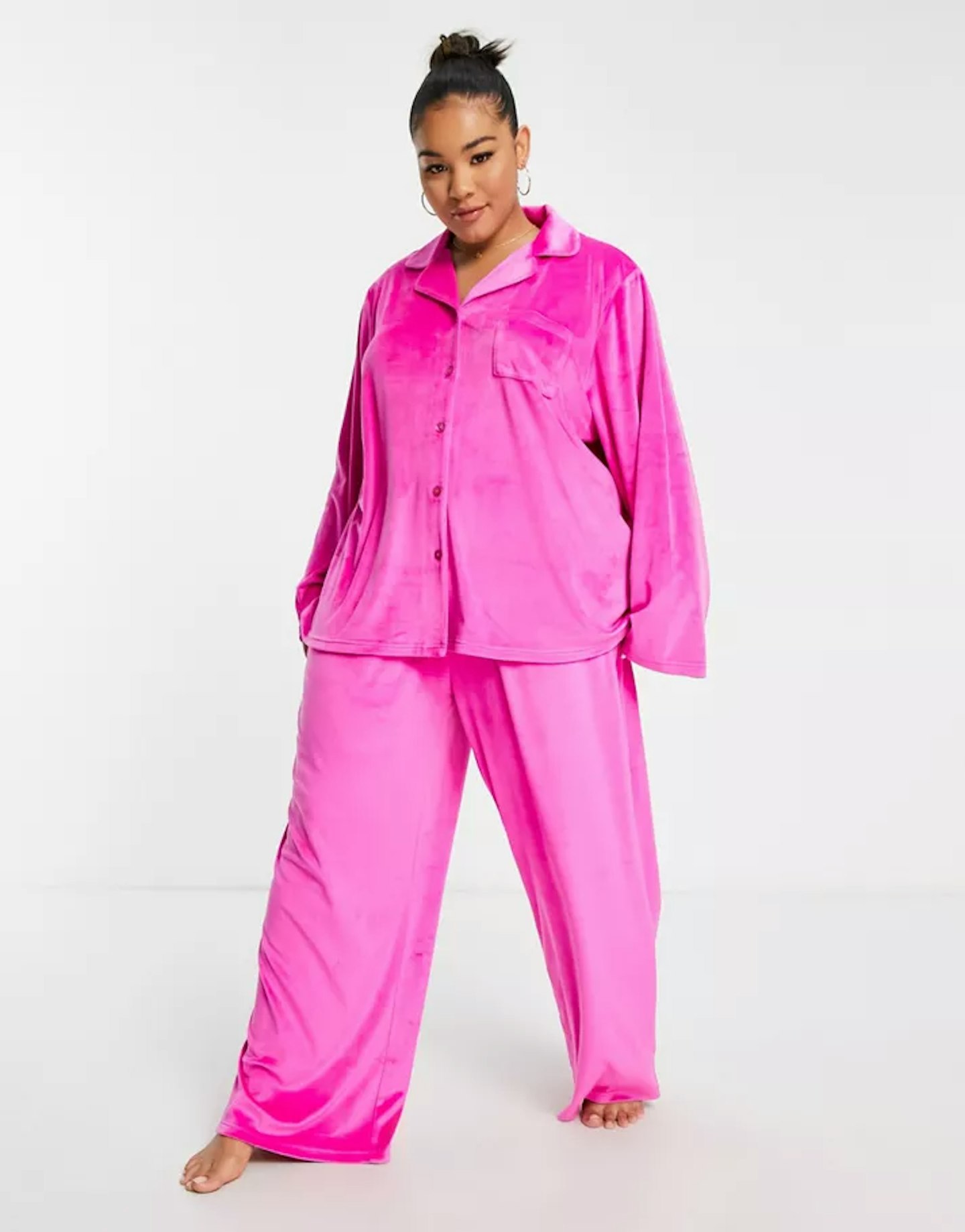 Loungeable Curve Super Soft Velour Revere Pyjama Set