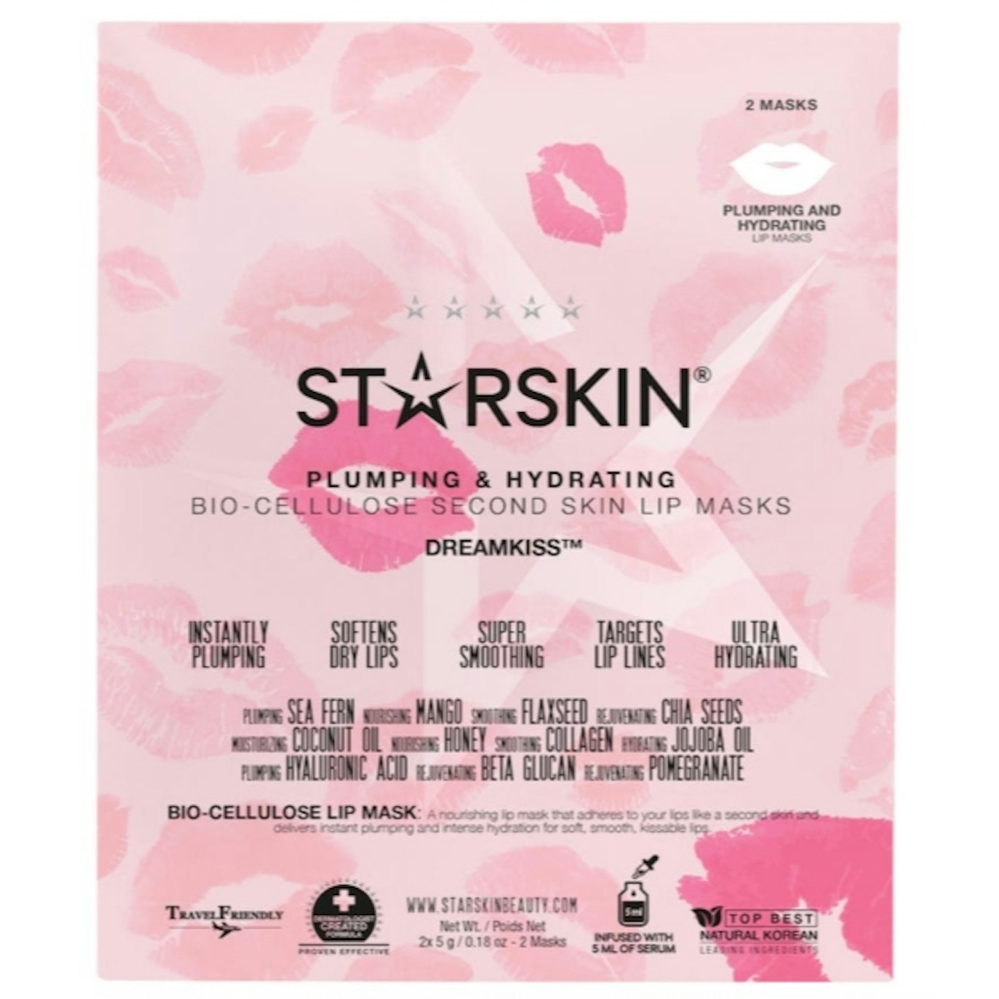 STARSKIN DREAMKISS™ Plumping and Hydrating Bio-Cellulose Lip Mask (2 Masks)