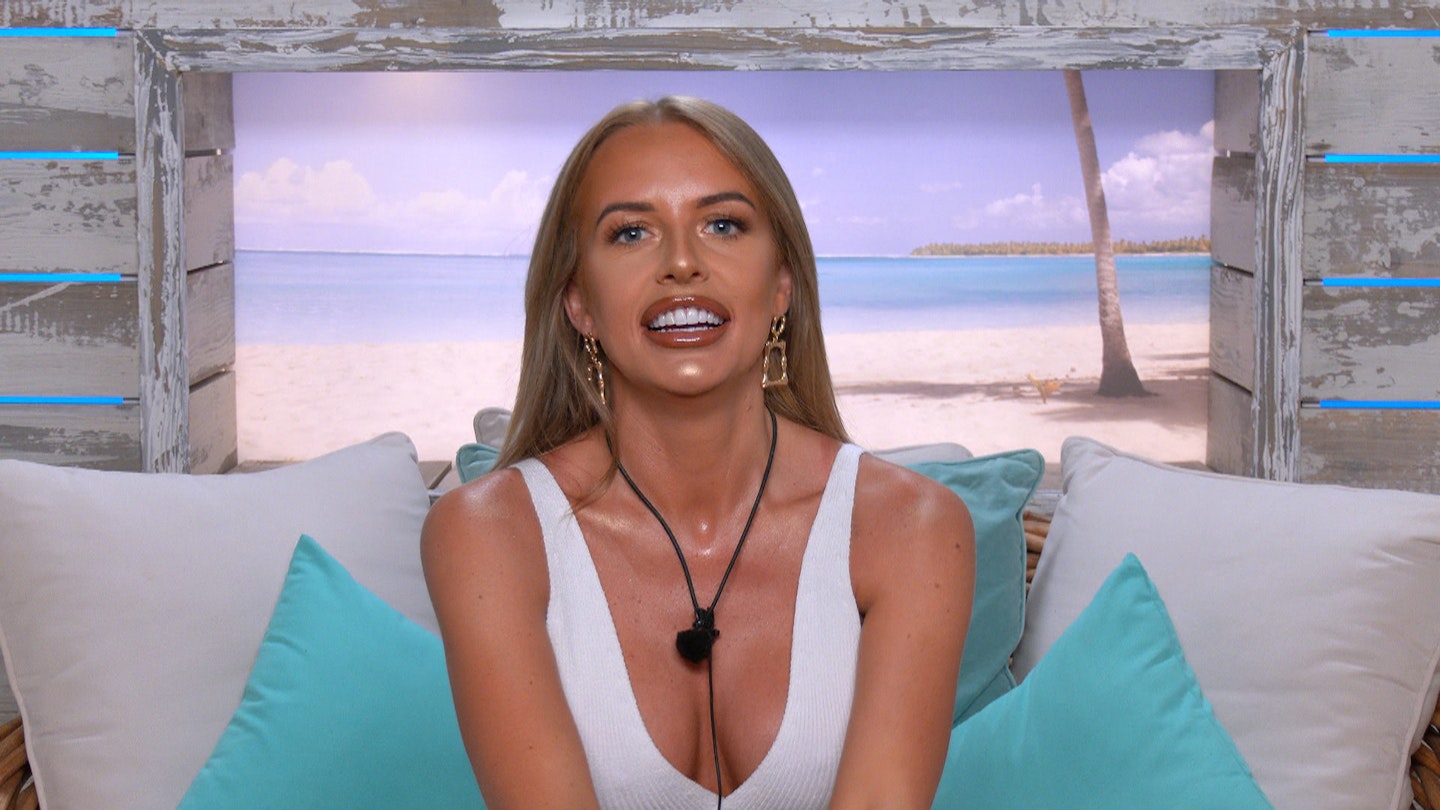 Faye Winter in the Love Island beach hut