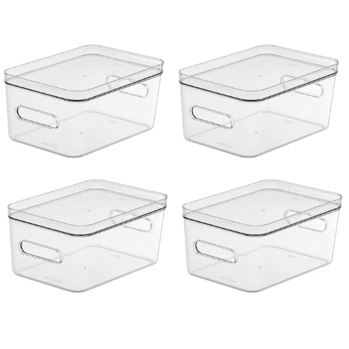 Compact Storage Tub Medium with lids 5.3L Set of 4