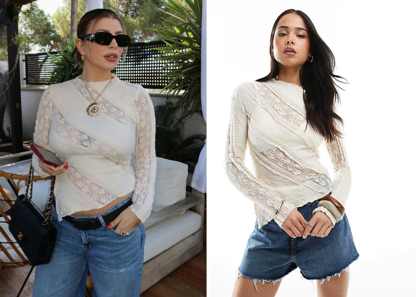 Olivia's asymmetric lace top