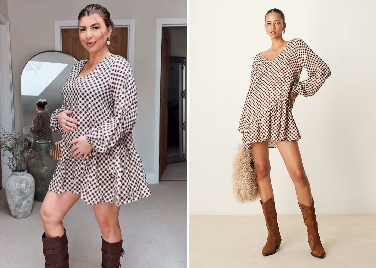 Olivia's check smock mini dress