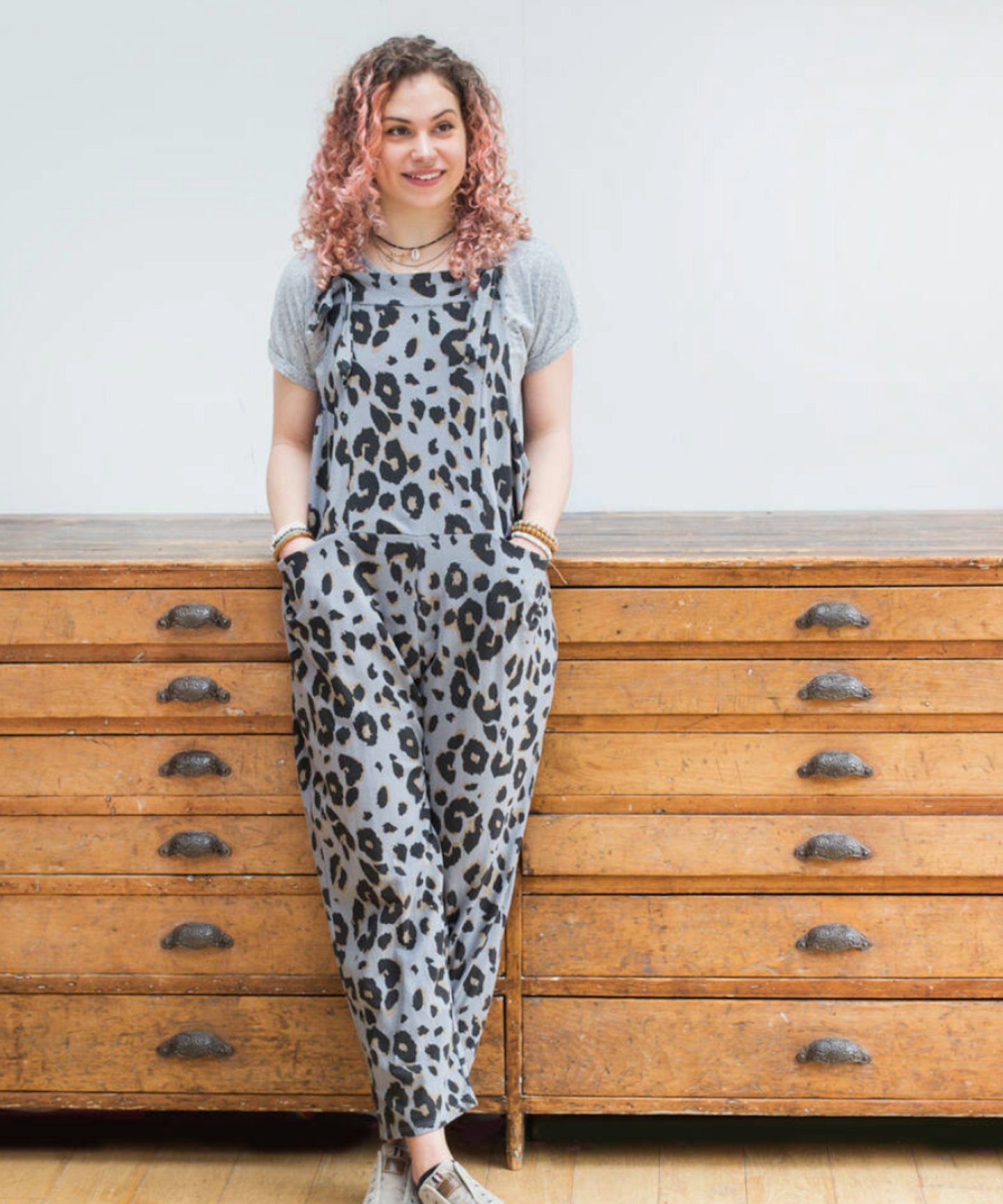 Slouchy Leopard Print Dungarees