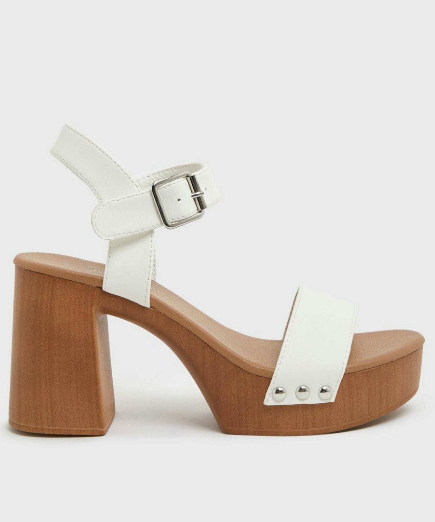Zara's EXACT New Look White Stud Block Heel Sandals
