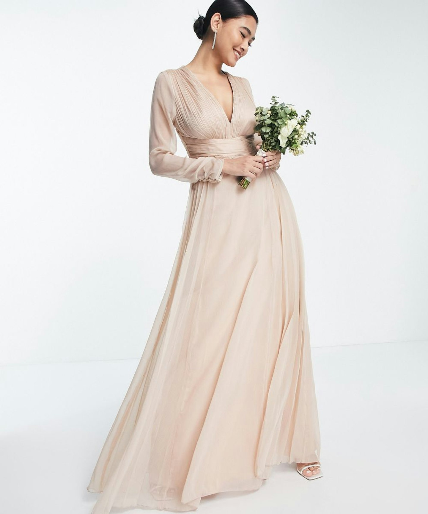 ASOS DESIGN Bridesmaid Ruched Waist Maxi Dress