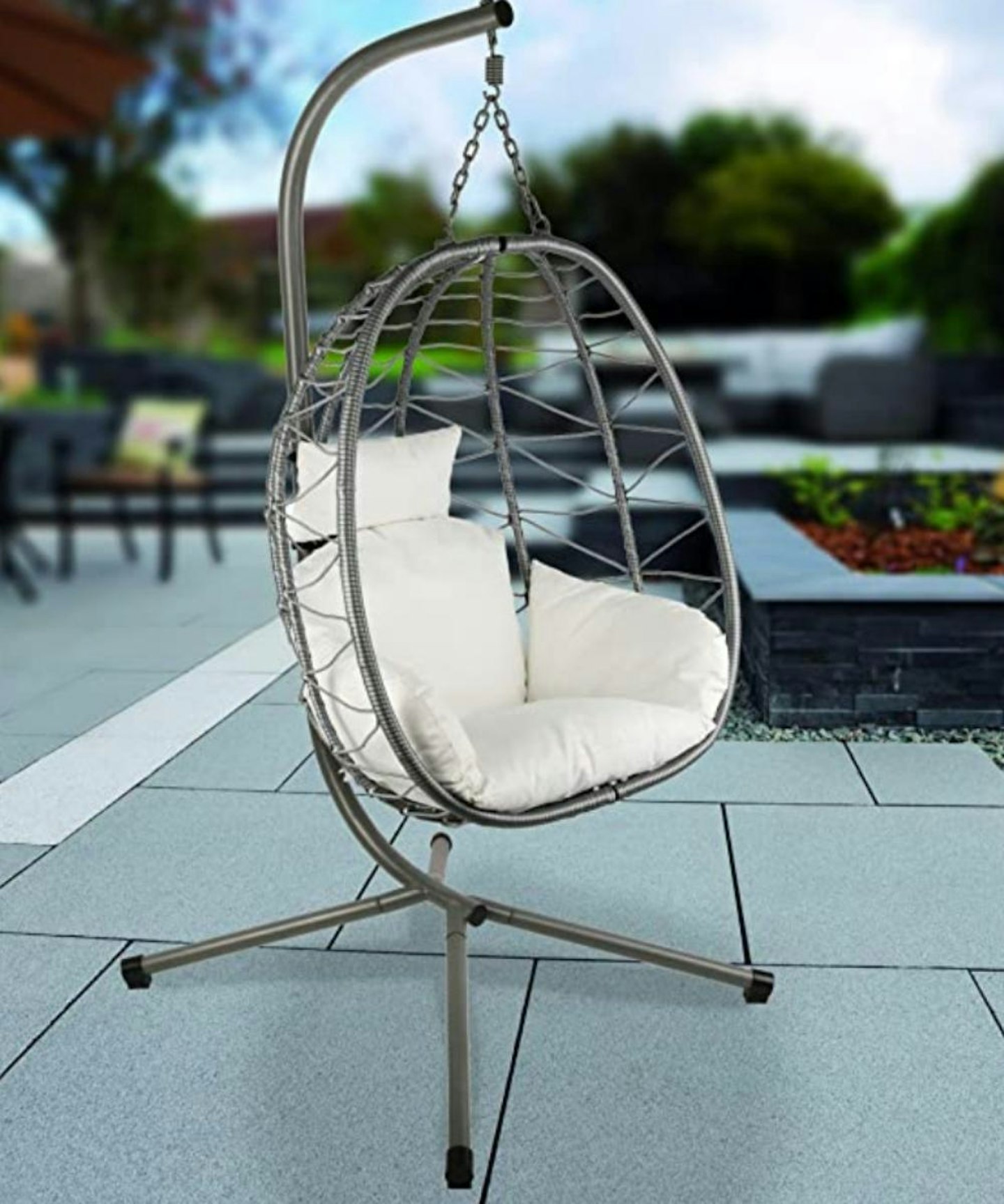 Premium Collapsible (Easy Storage) Rattan, Rope & Steel Hanging Egg Chair
