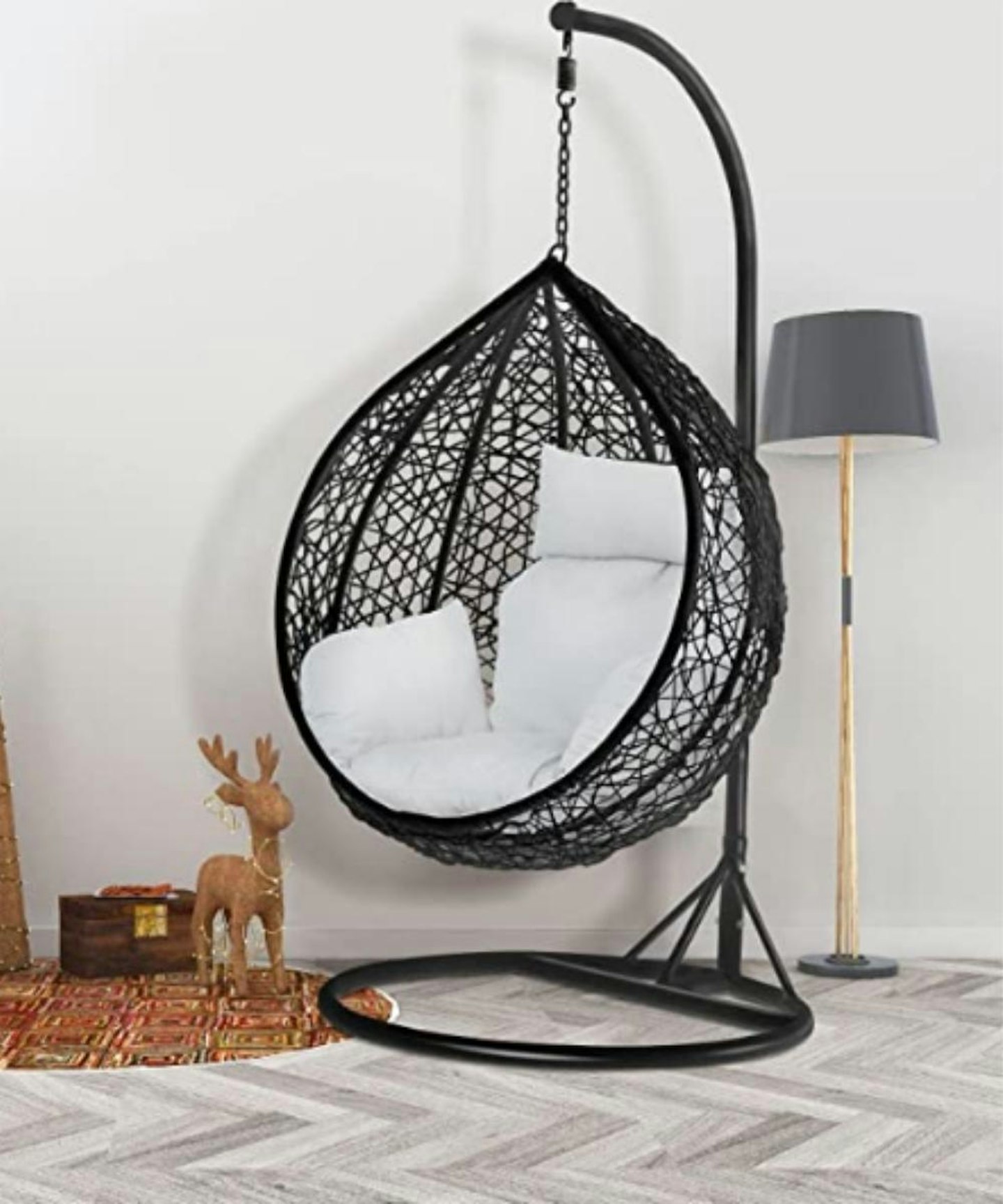 Yaheetech Rattan Swing Egg Chair (Black or White)