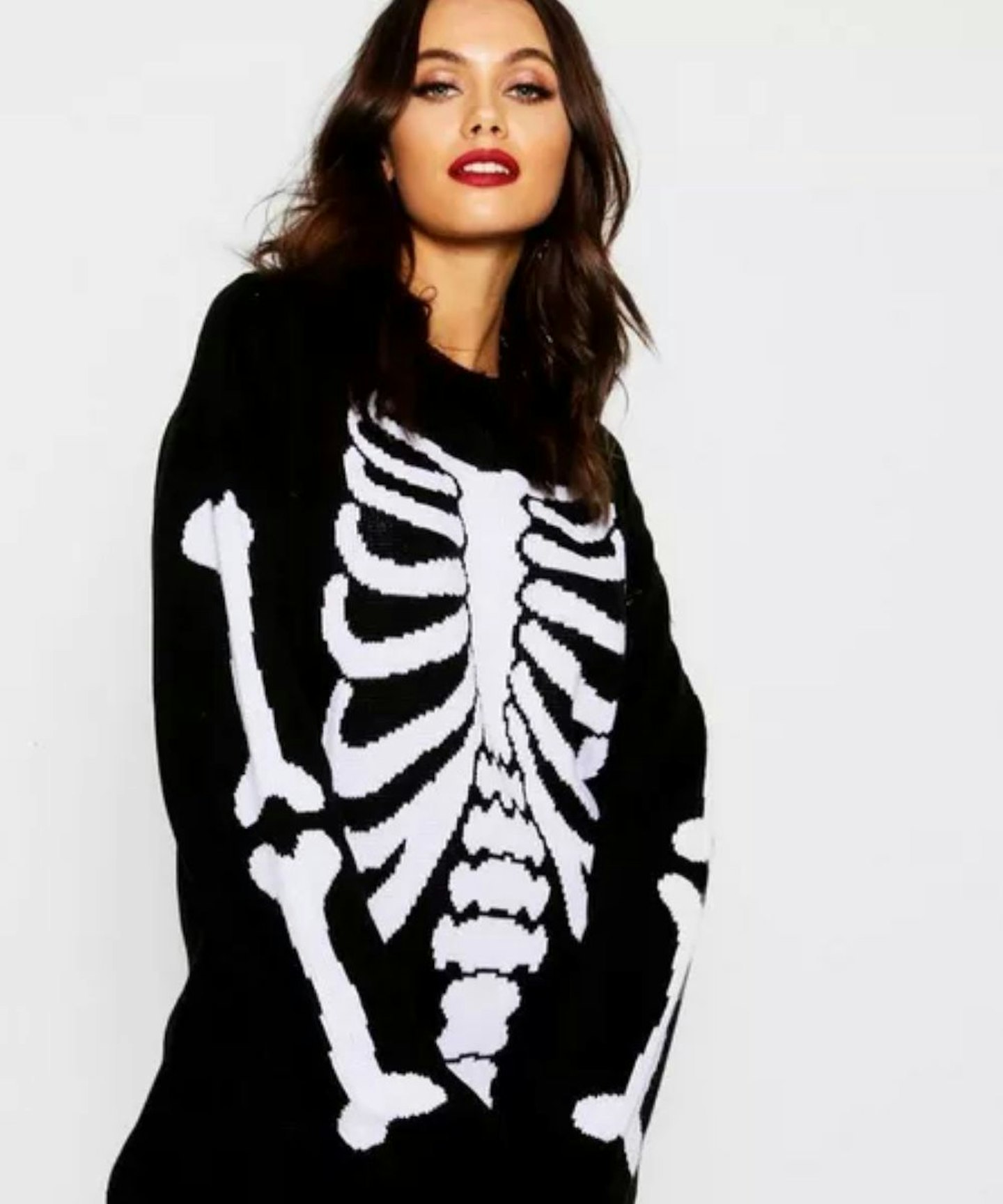 boohoo Halloween Skeleton Knitted Jumper Dress