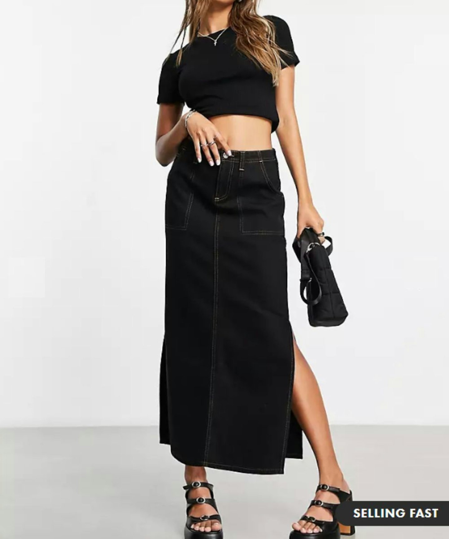 ASOS DESIGN Denim Cargo Midi Skirt 