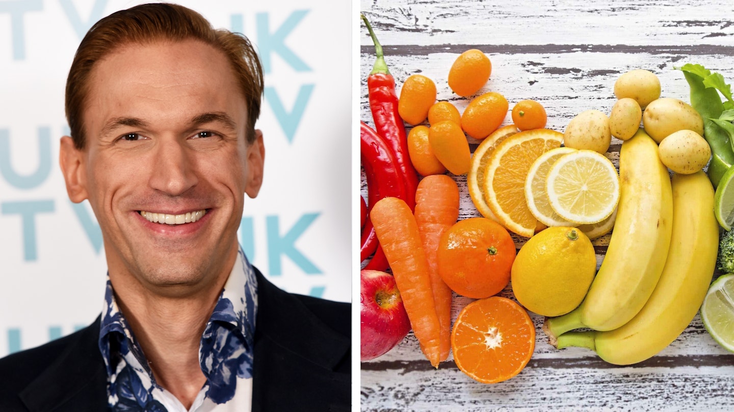 Dr Christian Jessen and some fruit in a comped image