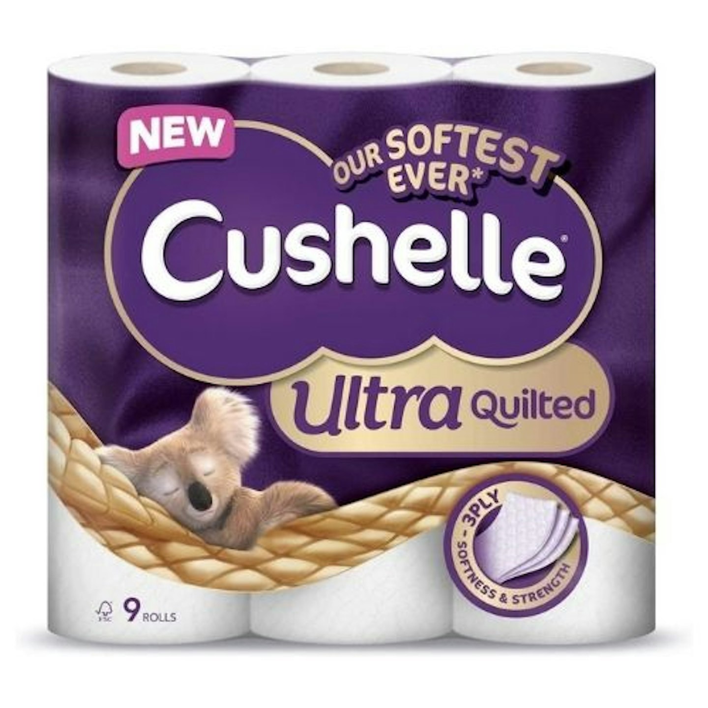 Cushelle Quilted Toilet Roll 3Ply - Pack of 45 Rolls