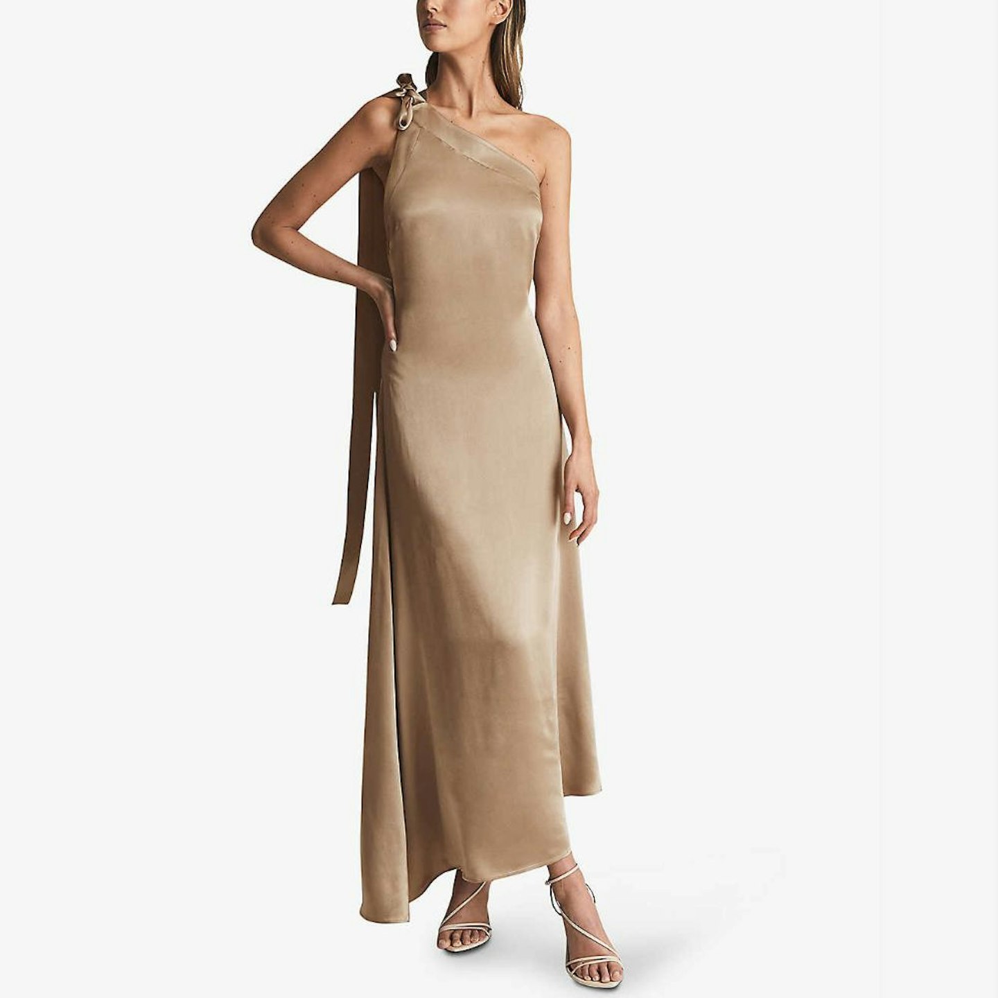 REISS Delphine asymmetric woven maxi dress