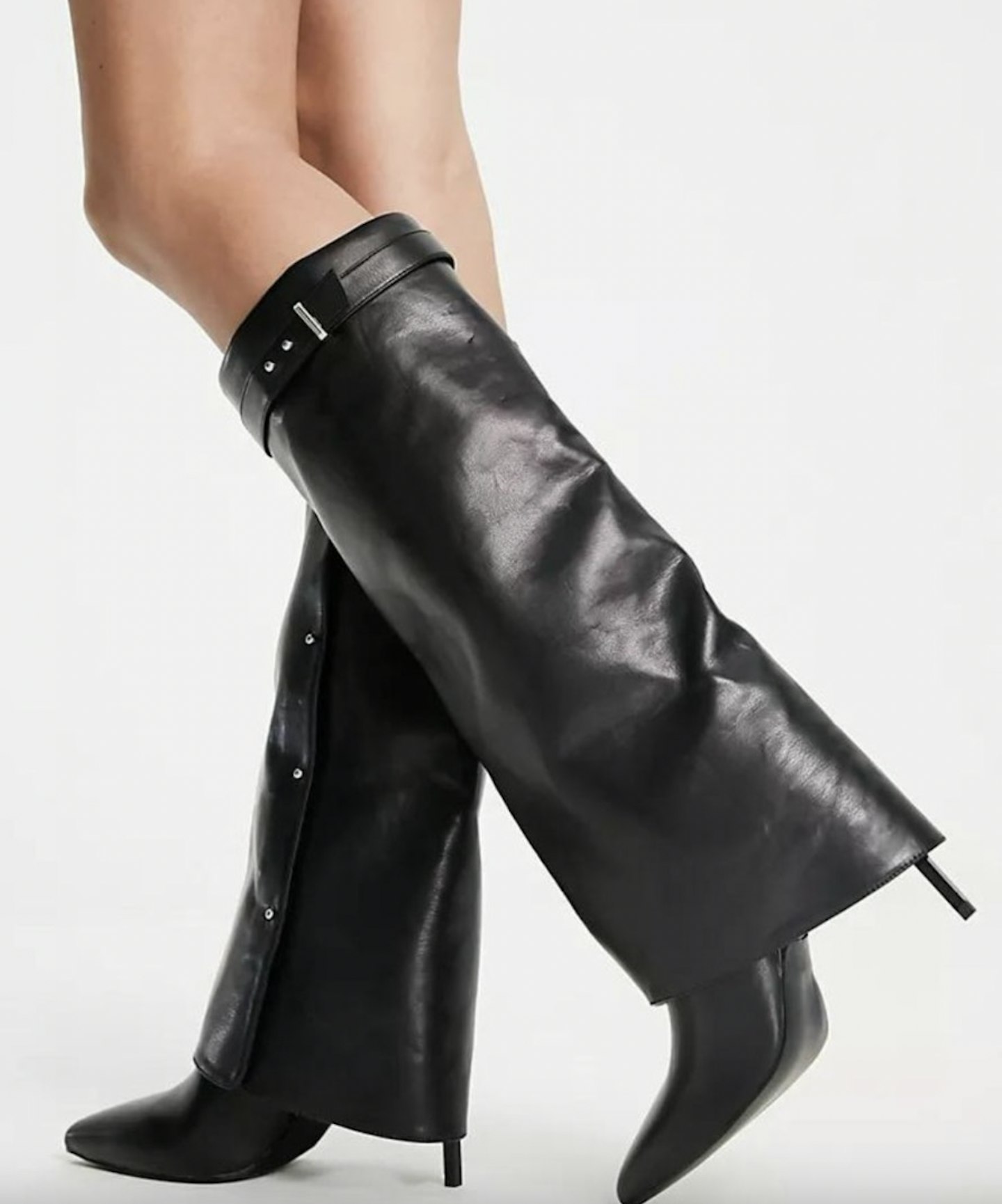 ASOS DESIGN Clearly high-heeled fold over knee boots