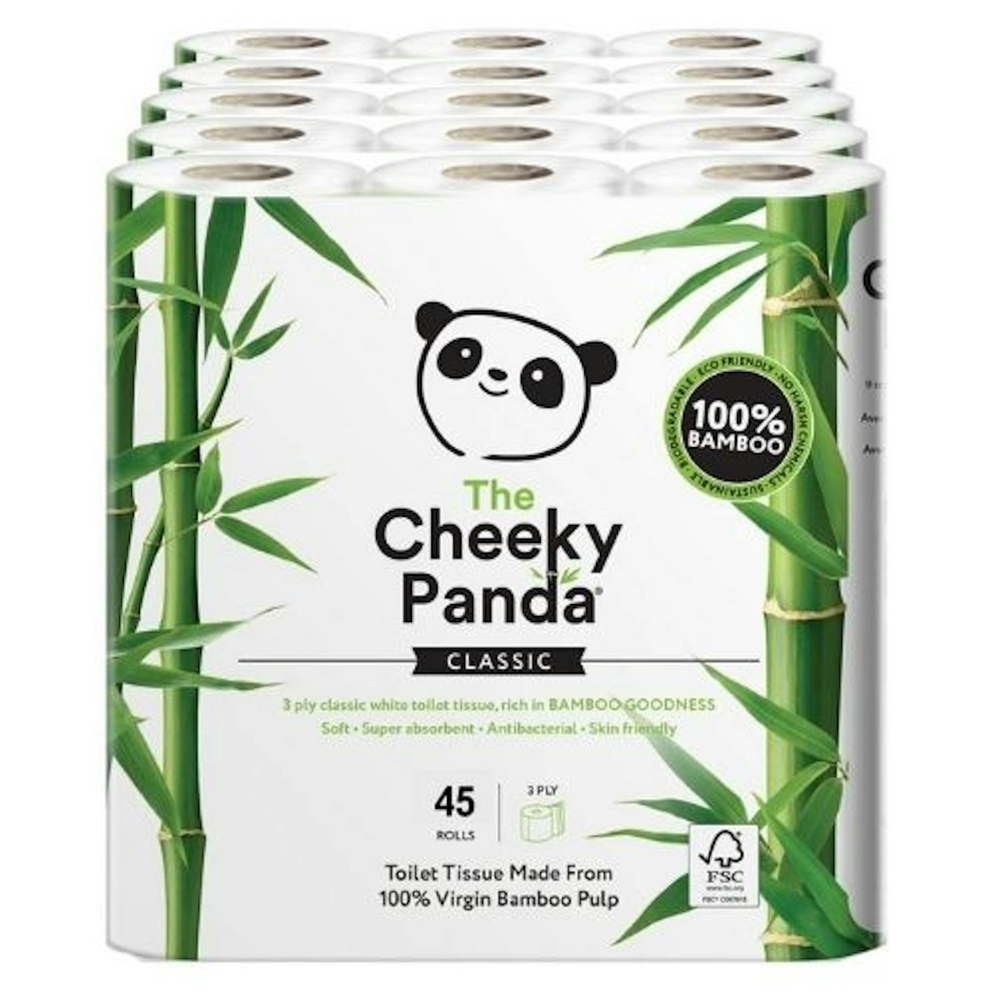 The Cheeky Panda Ultra Sustainable Hypoallergenic 100% Bamboo Toilet Roll Pack of 45