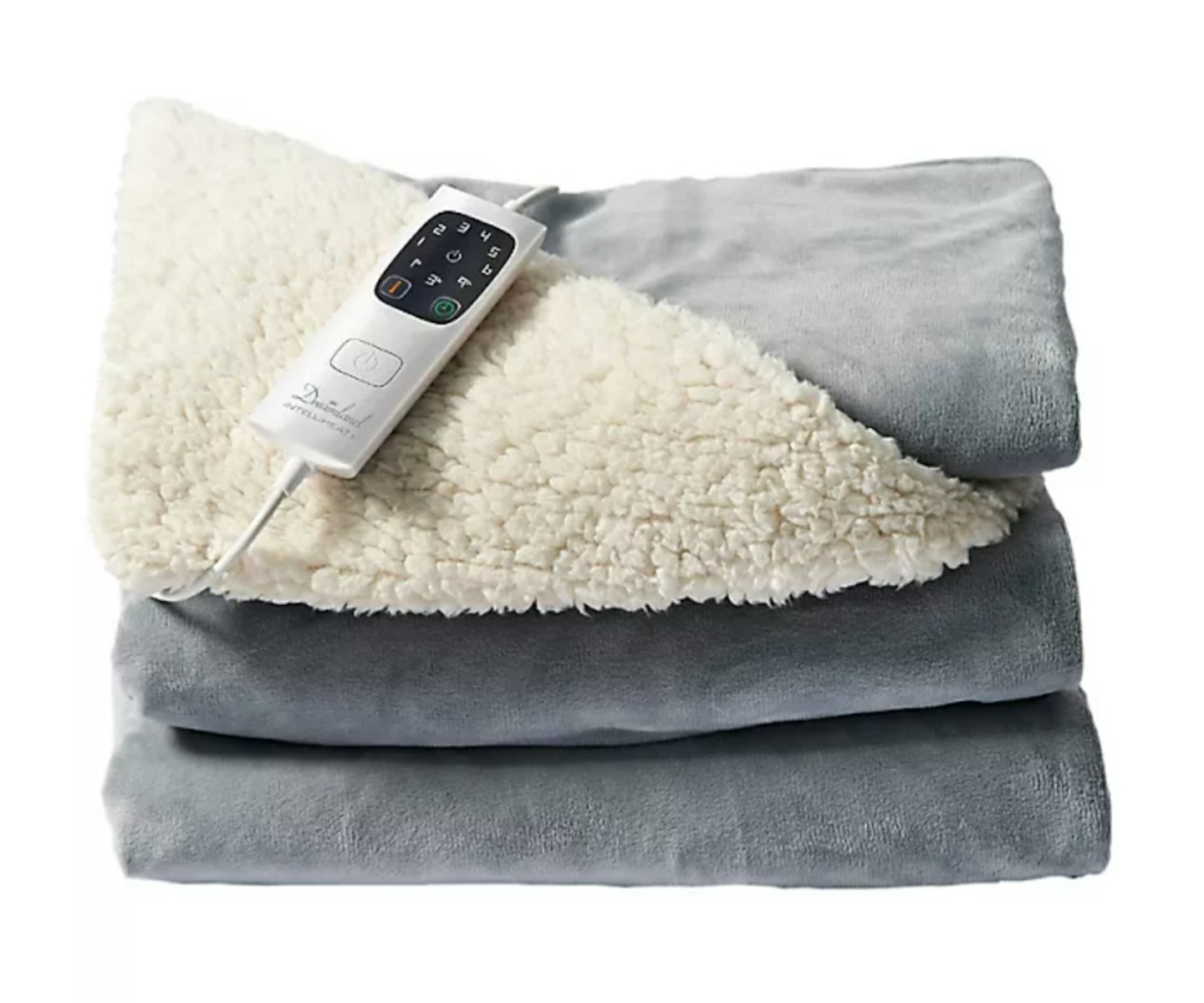 Dreamland Velvety Electric Heated Throw Grey & Cream - 135 x 180cm