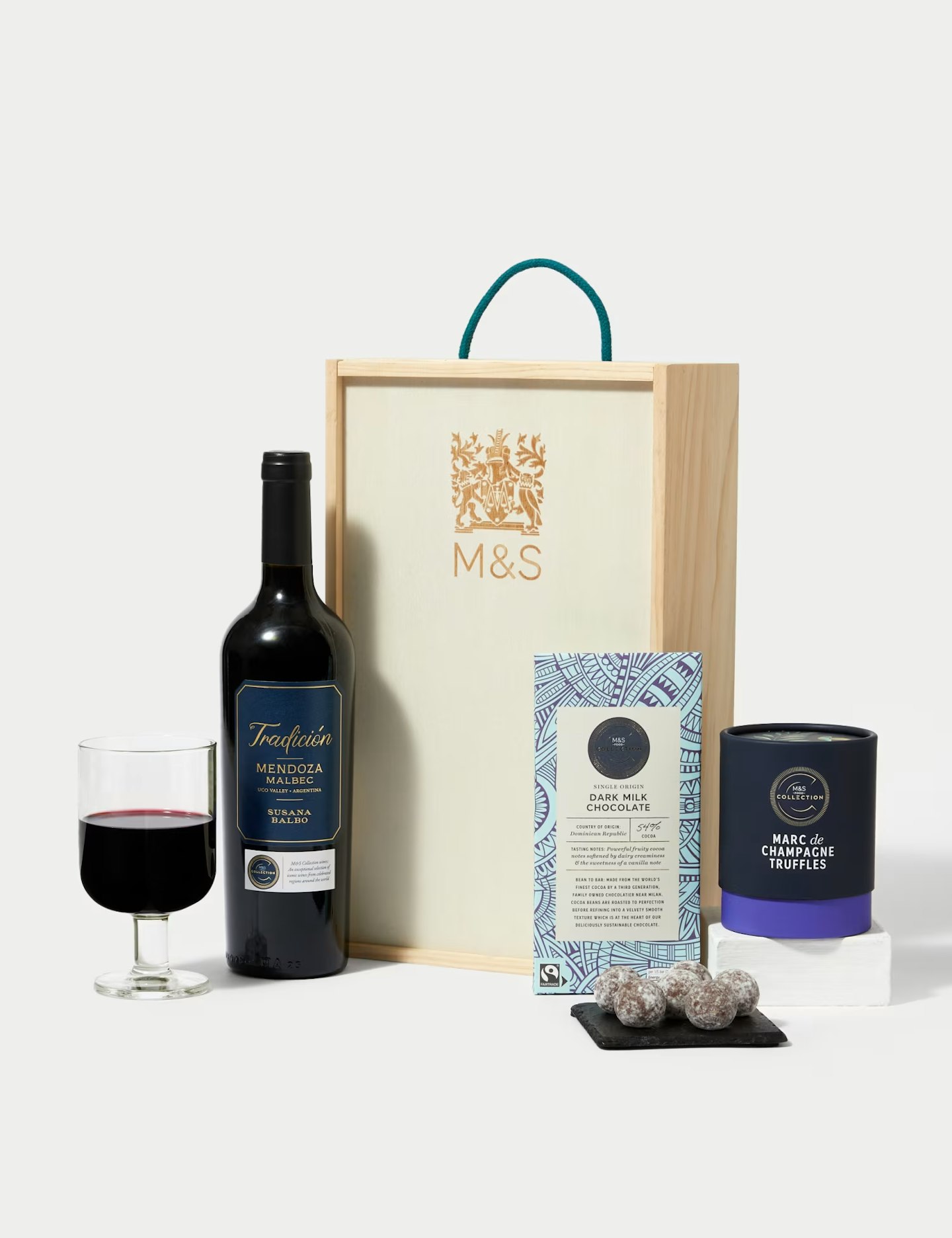 Red wine and chocolate gift box