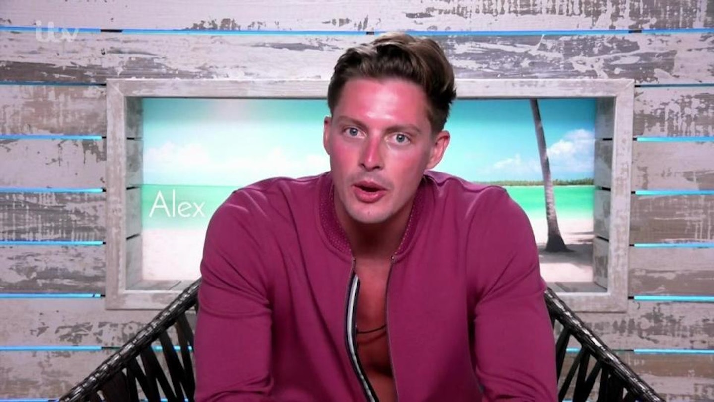 Love Island 2018 star De Alex Gerrge looking sunburnt on the show