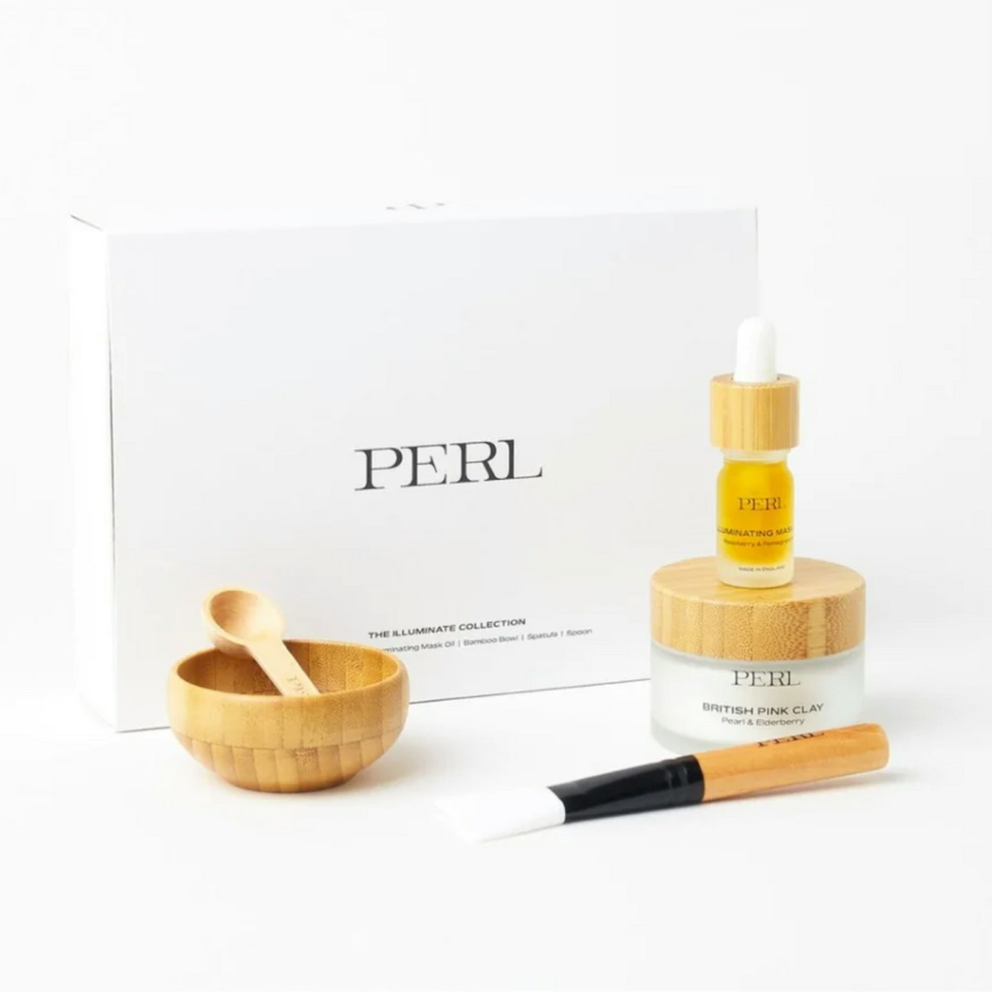 PERL Cosmetics British Pink Clay Mask & Illuminating Mask Oil Set