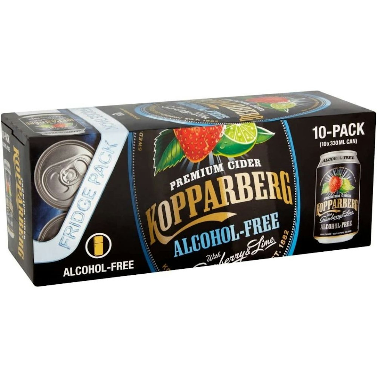  Kopparberg Premium Alcohol Free Cider Strawberry and Lime, 10 x 330ml